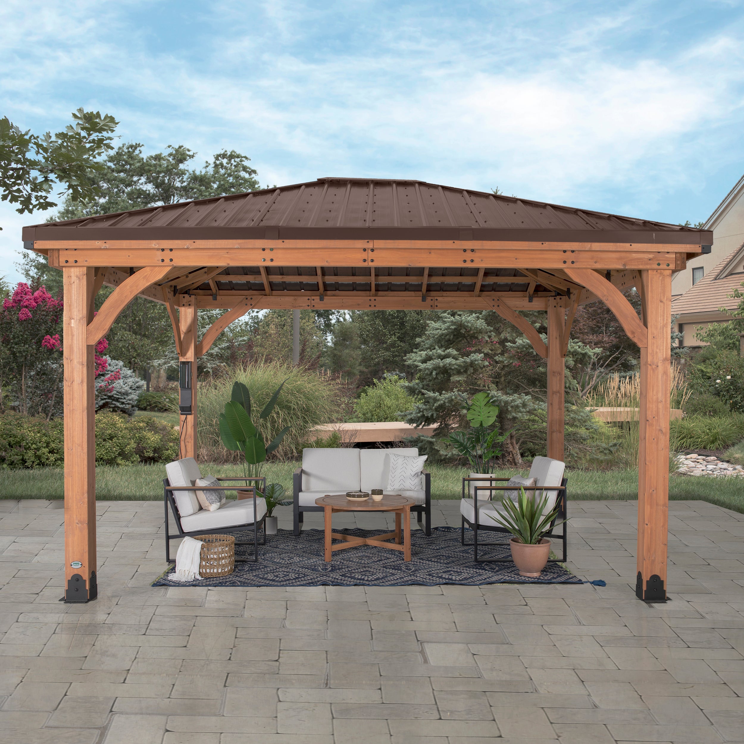 14x10 Barrington Gazebo anchored to patio