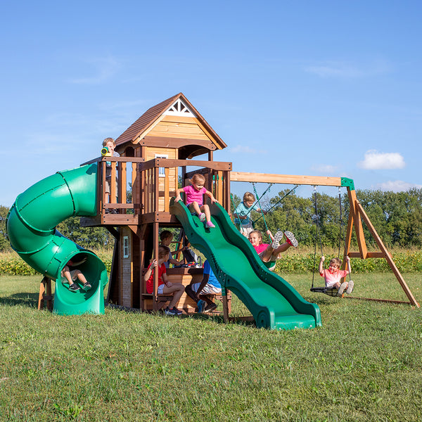 Cedar Cove Wooden Outdoor Swing Set Backyard Discovery