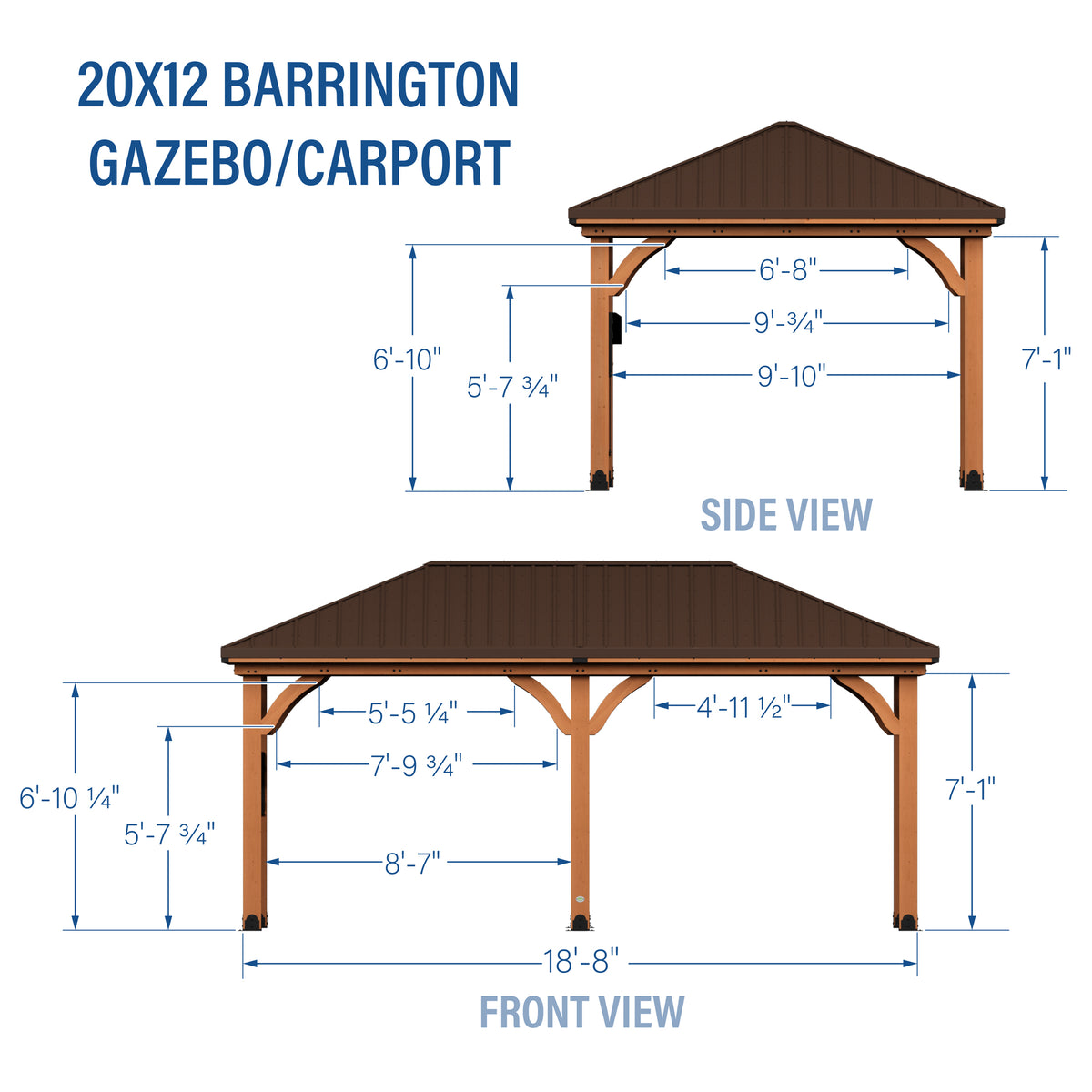 20x12 Barrington Gazebo/Carport – Backyard Discovery