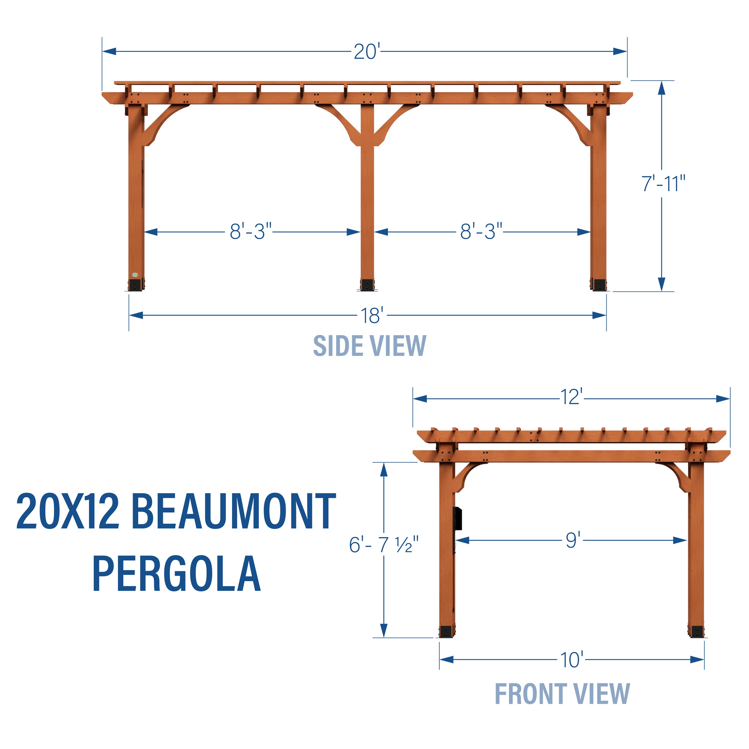 20x12 Beaumont Pergola Dimensions