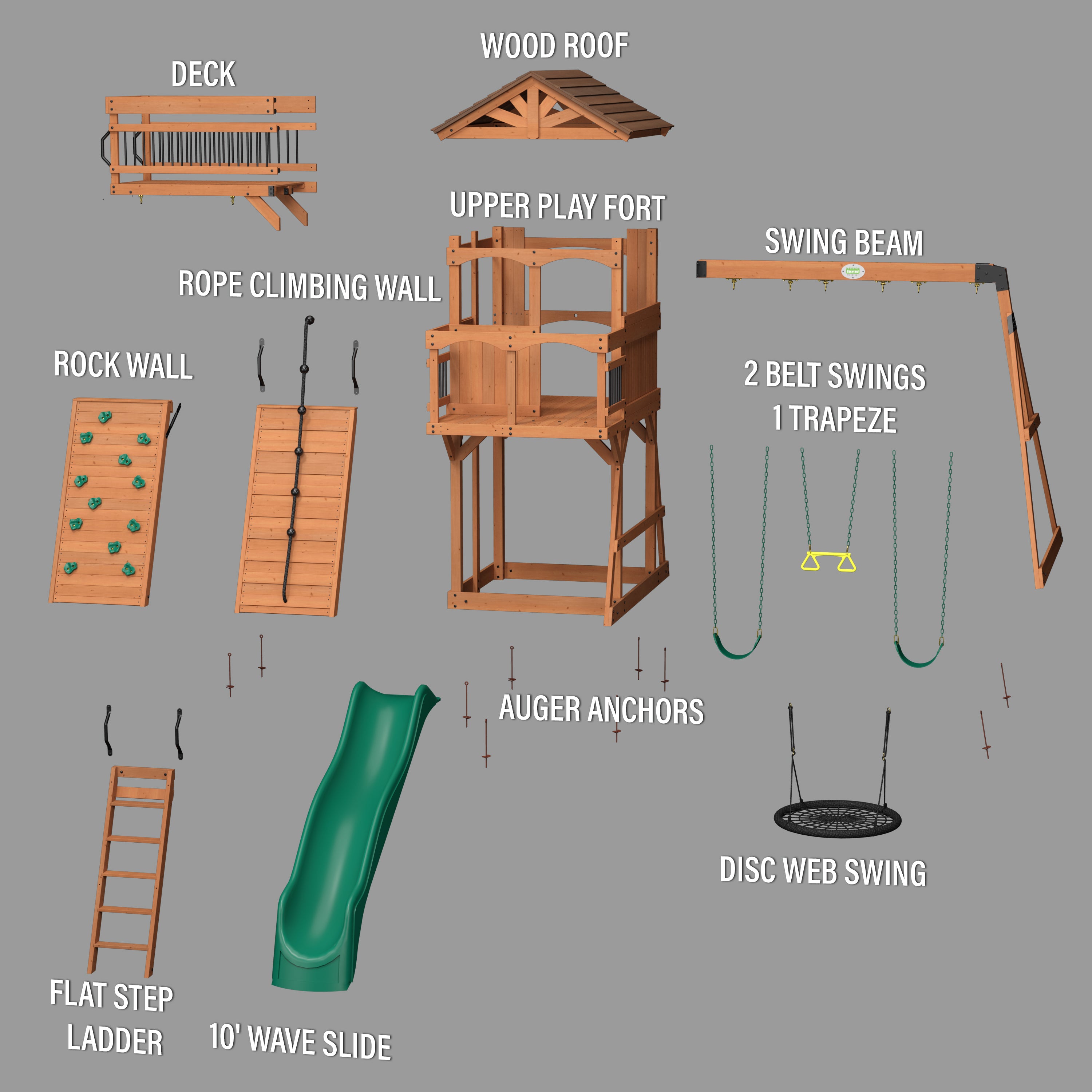 Sterling Point Green Swing Set Exploded