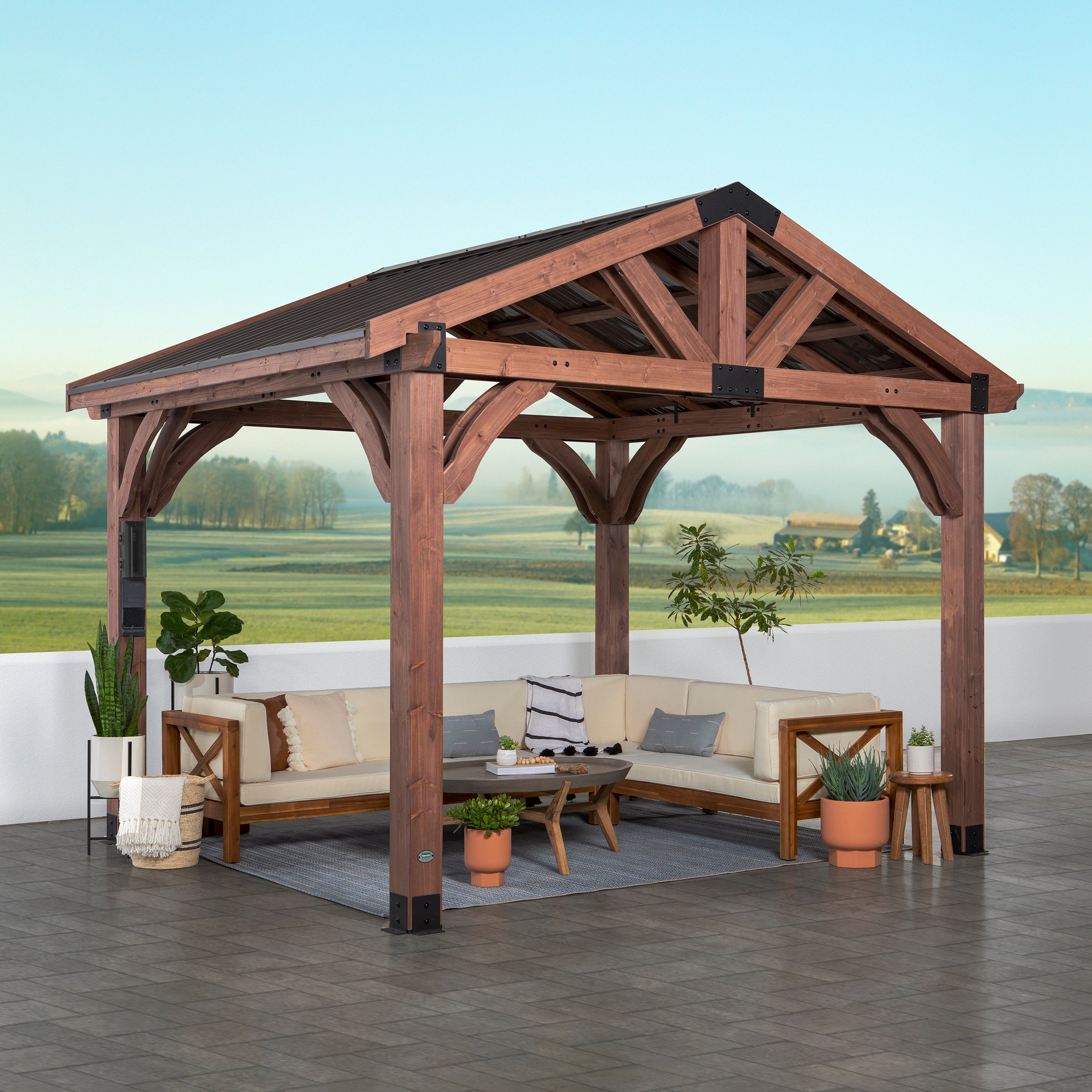 12x10 Arlington Gazebo Dark Brown