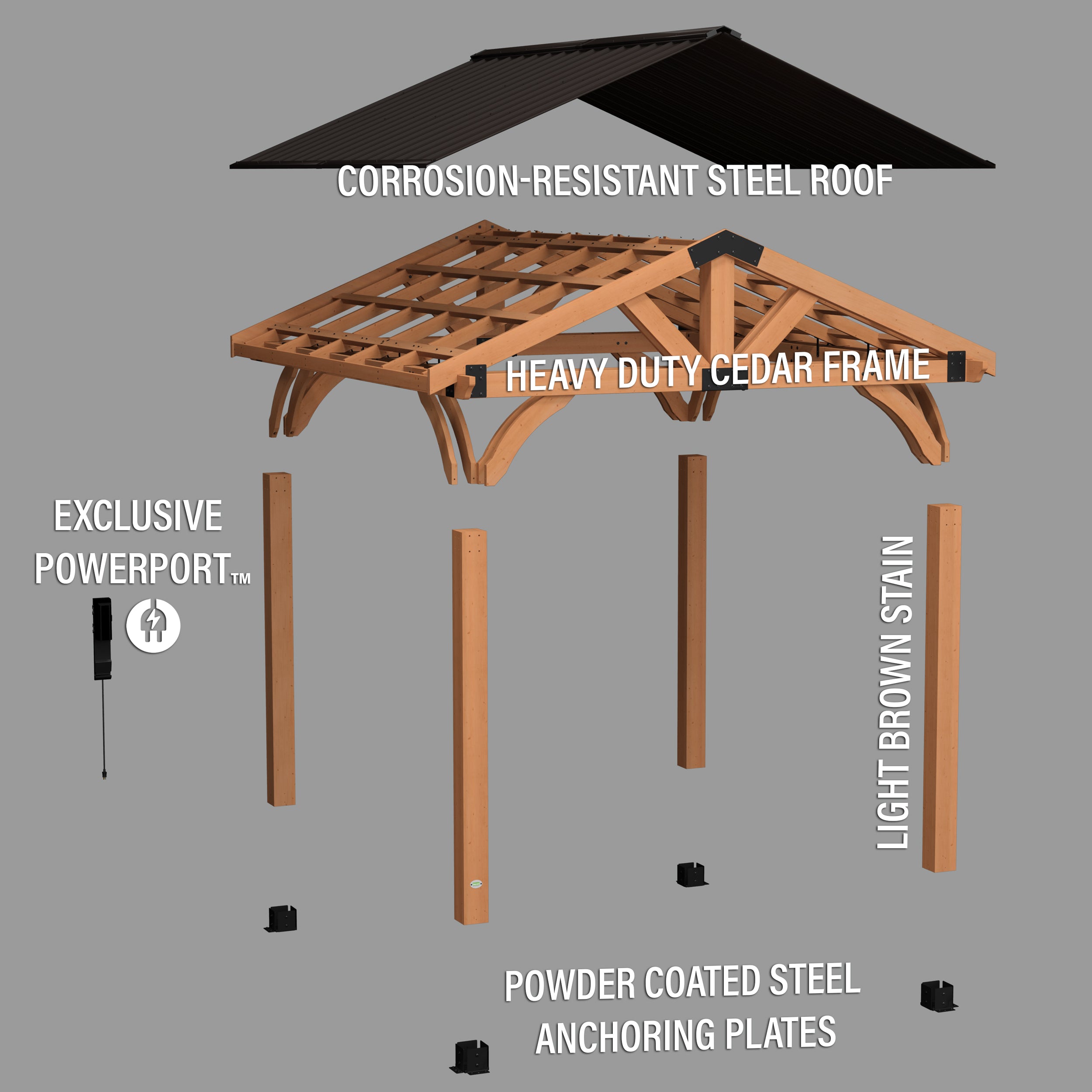 12x12 Arlington Gazebo English Exploded View