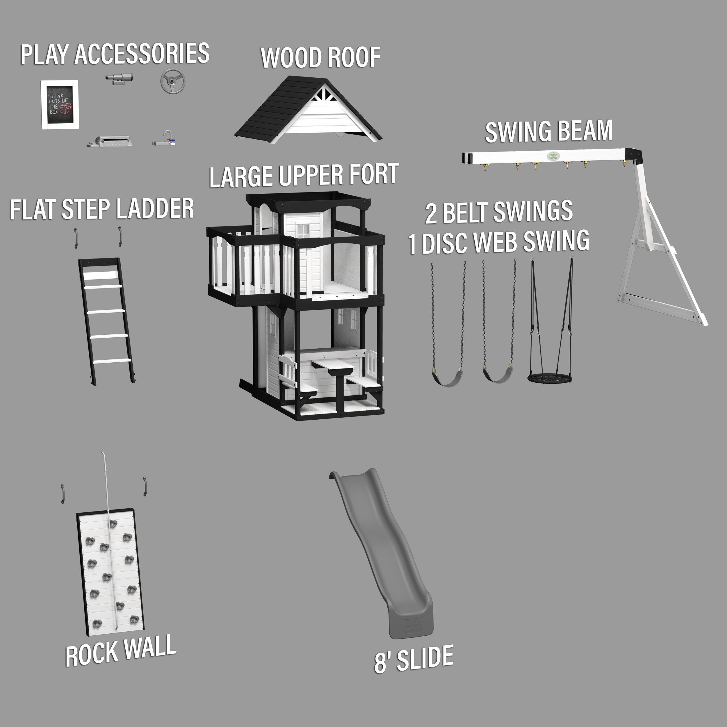 Canyon Creek Swing Set – White Exploded View