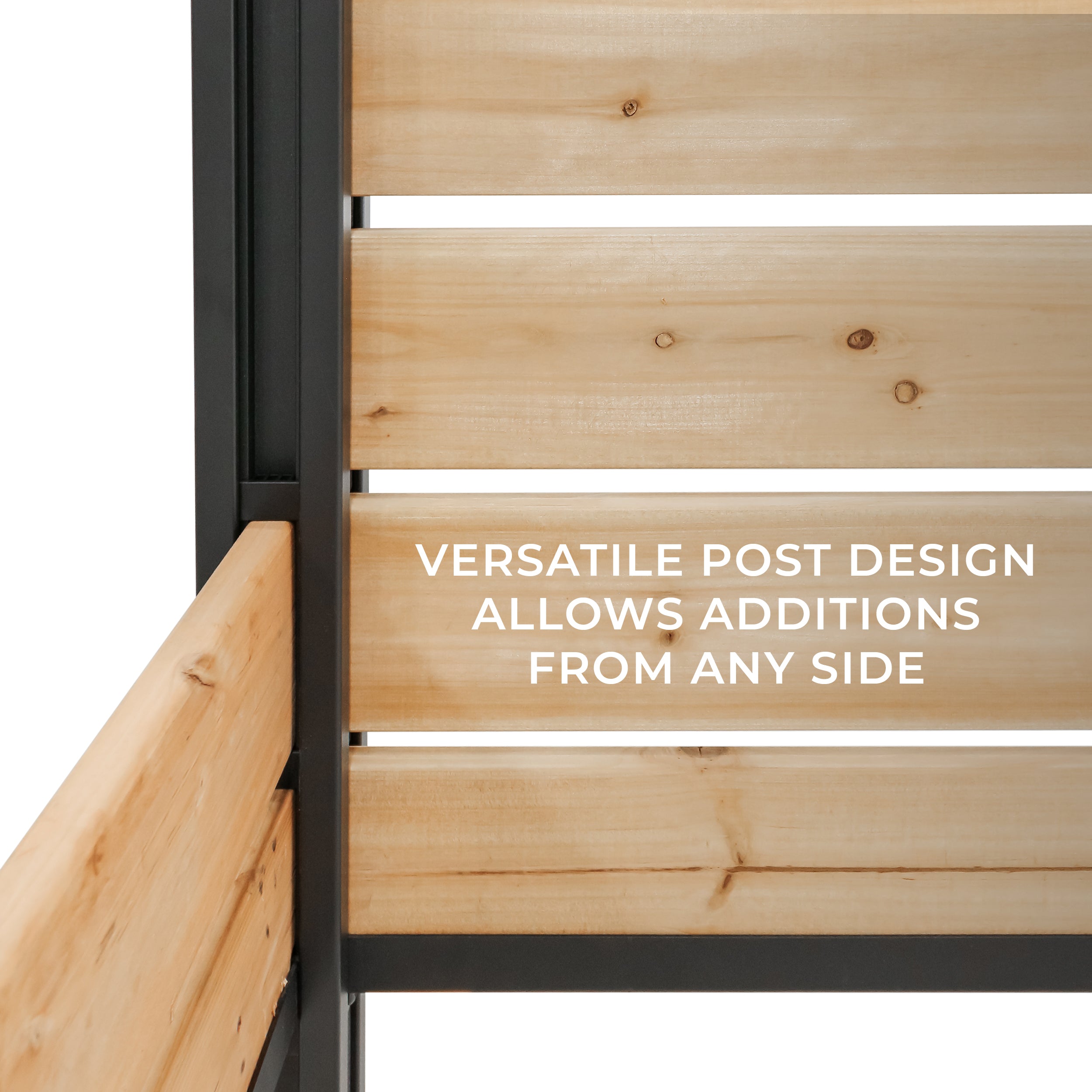 versatile post design allows additions from any side