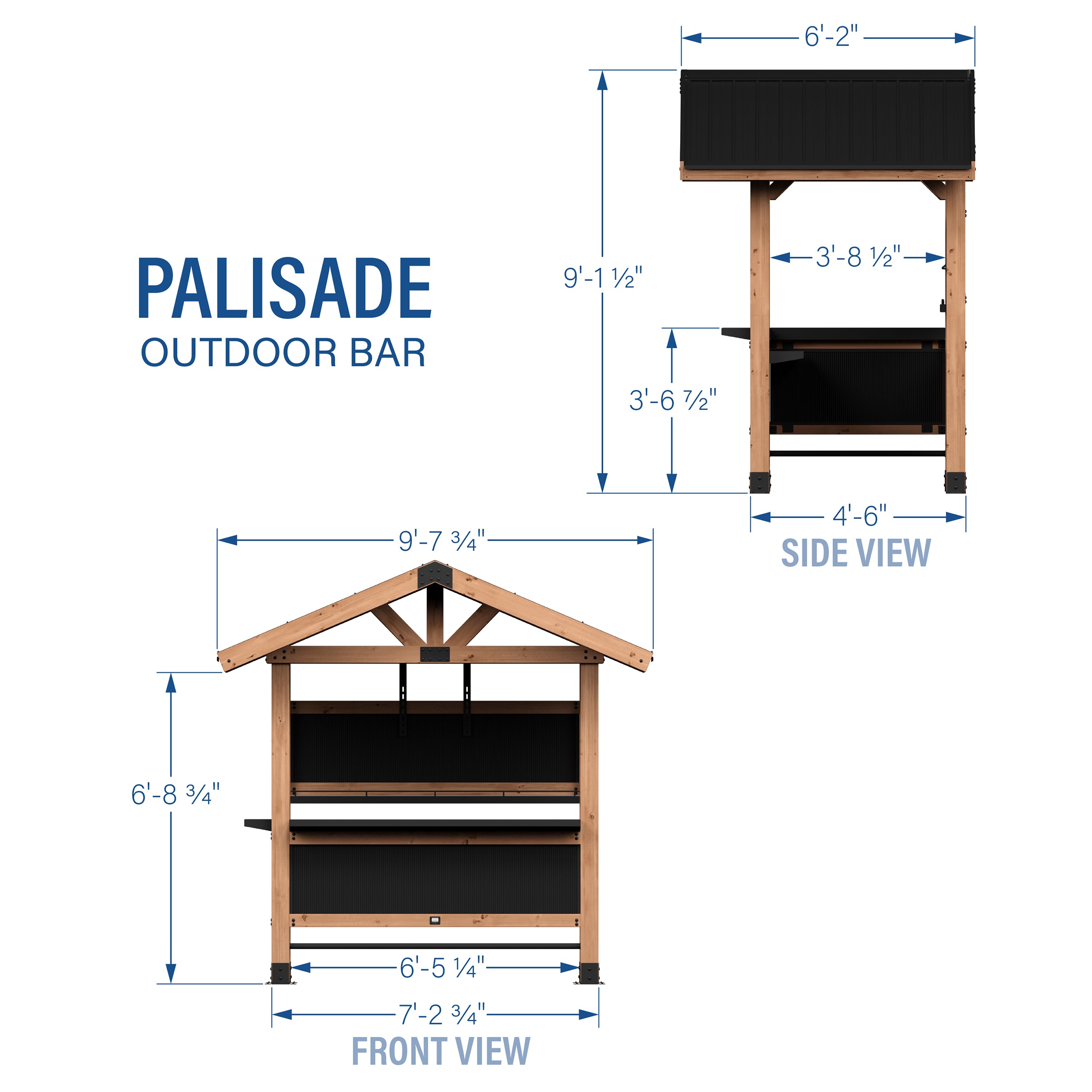 Palisade Outdoor Bar Dimensions