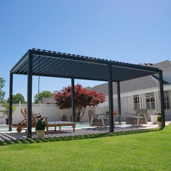 20x10 Sarasota Steel Louvered Pergola