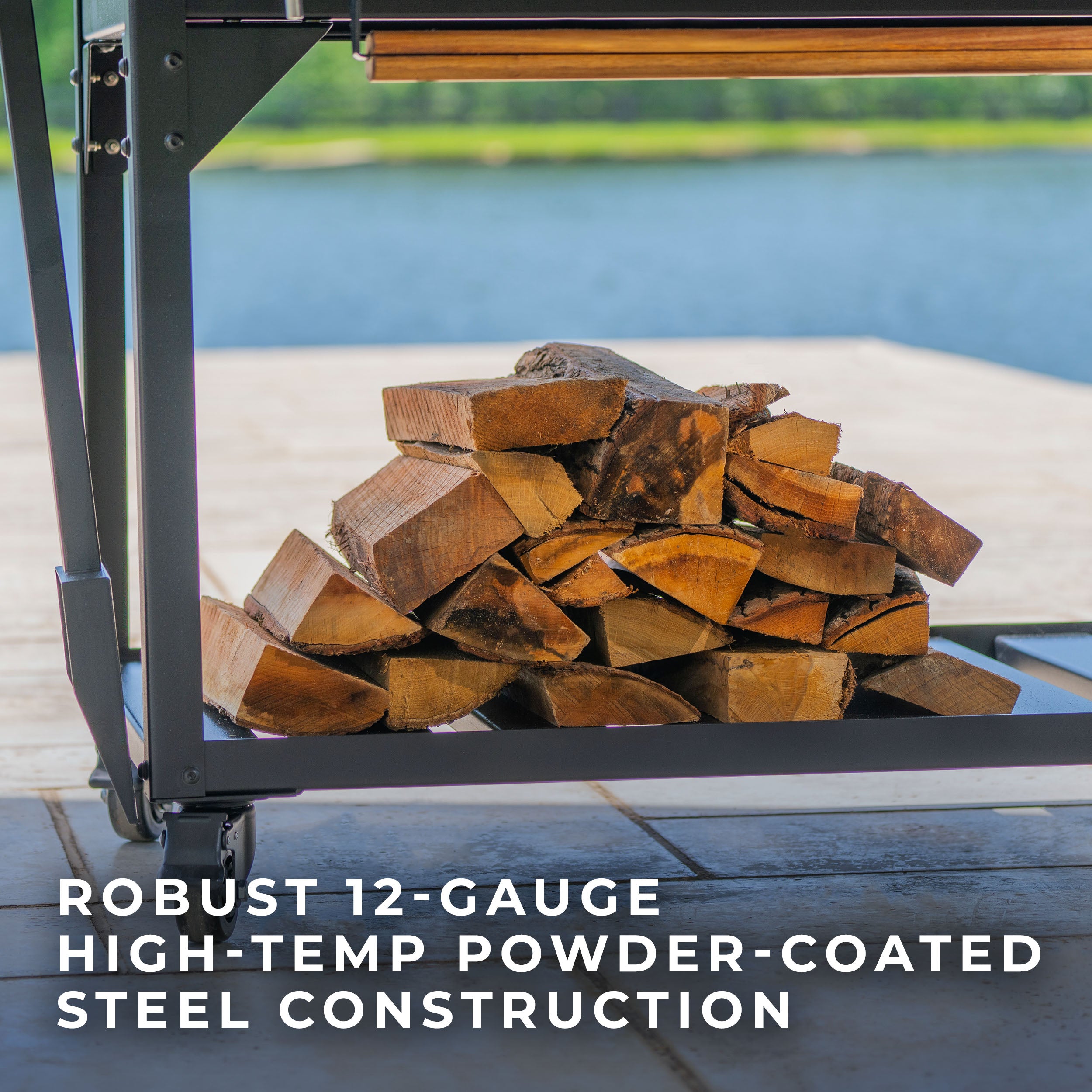 robust 12-gauge high-temp powder-coated steel construction