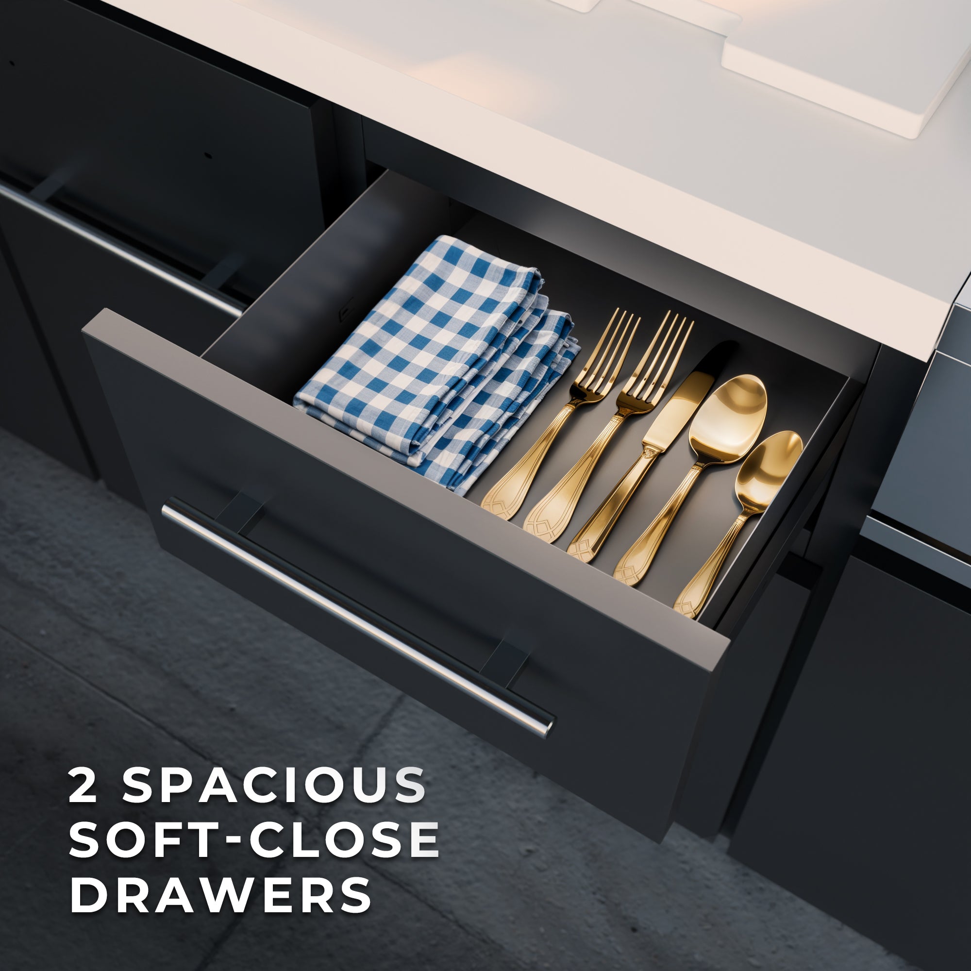 Lancaster L-Shaped Outdoor Kitchen Drawers