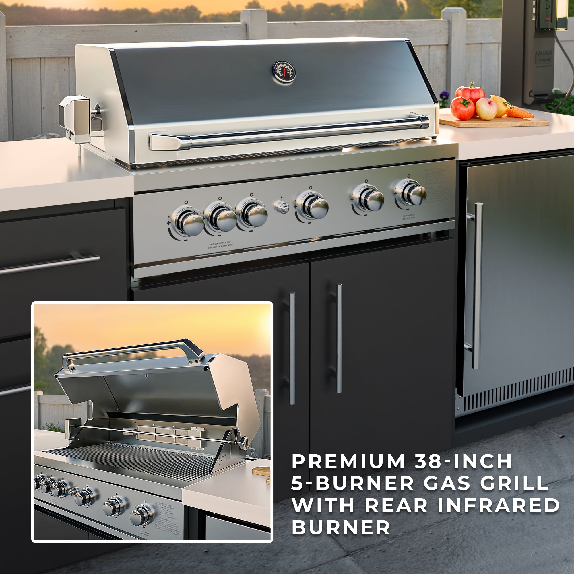 Lancaster L-Shaped Outdoor Kitchen Gas Grill