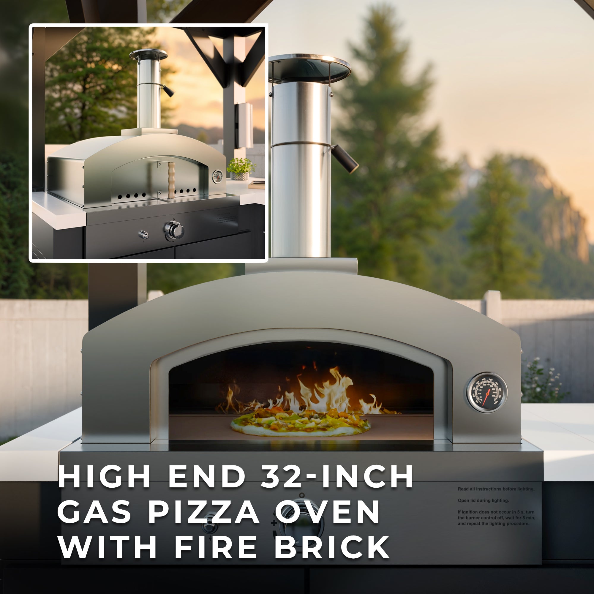 Lancaster L-Shaped Outdoor Kitchen Pizza Oven