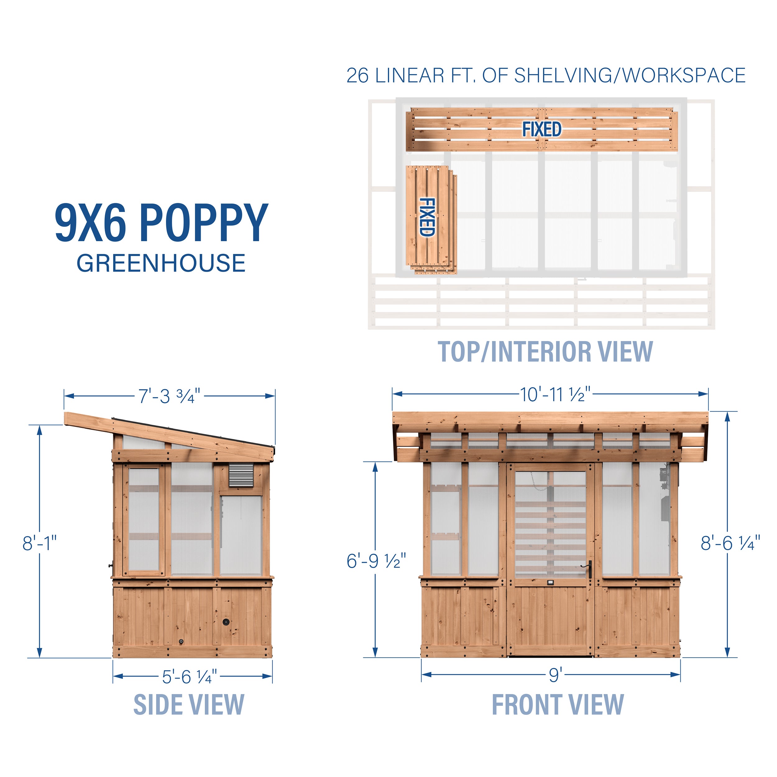 9x6 Poppy Greenhouse Imperial Dimensions