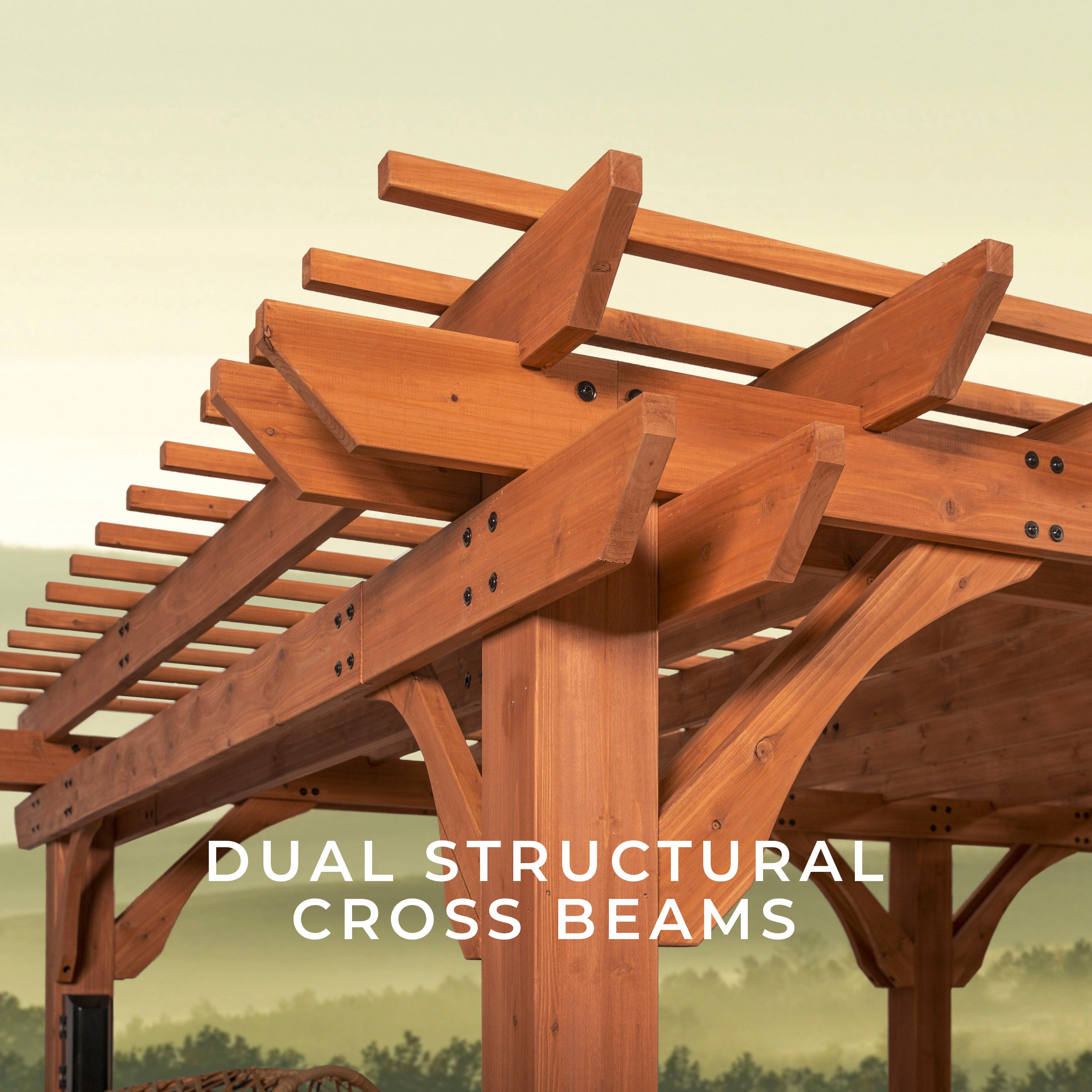 12x12 Beaumont Pergola Dual Structural Cross Beams