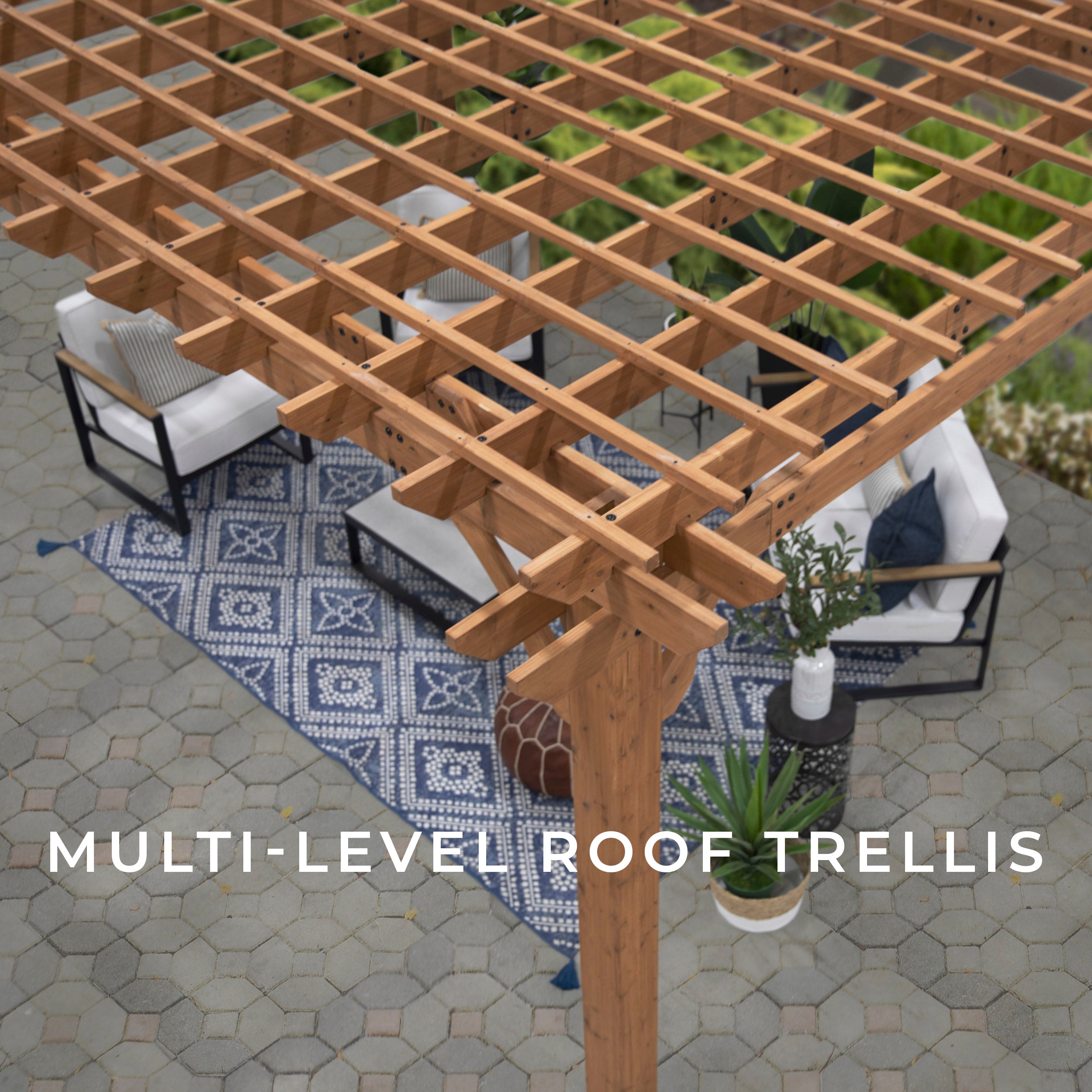 12x12 Beaumont Pergola Multi-Level Roof Trellis