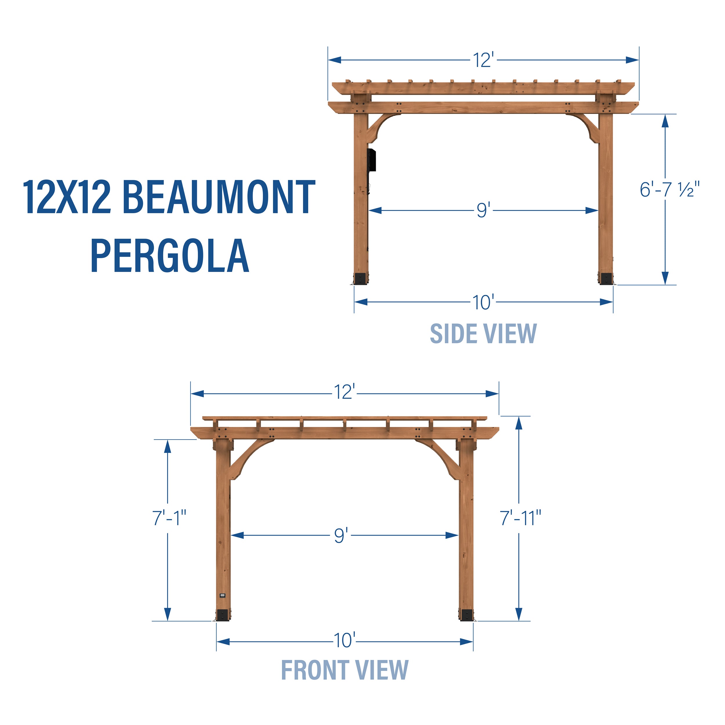 12x12 Beaumont Pergola Imperial Dimensions