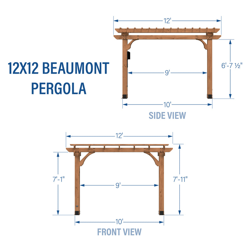 12x12 Beaumont Pergola specifications