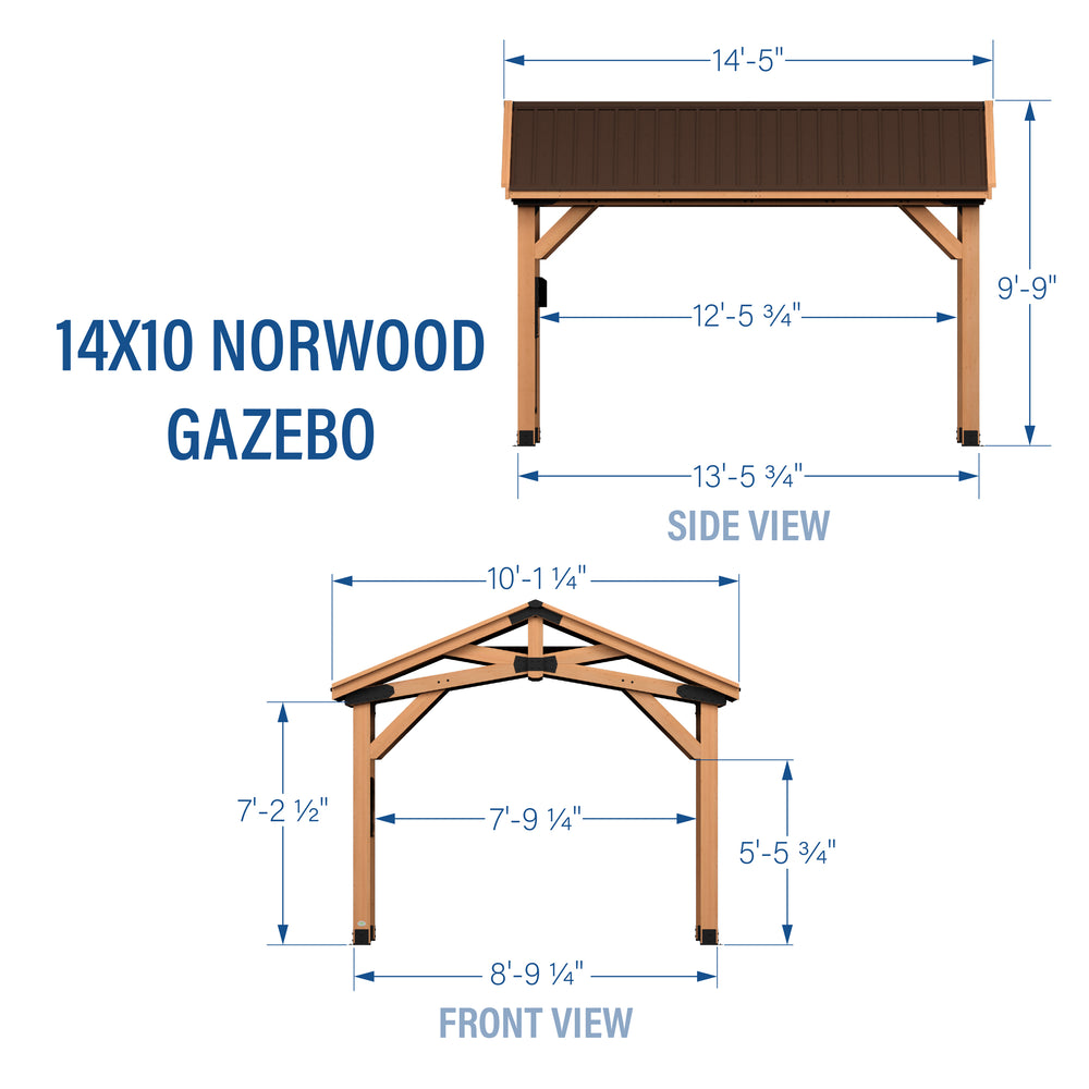 14x10 Norwood Gazebo Dimensions