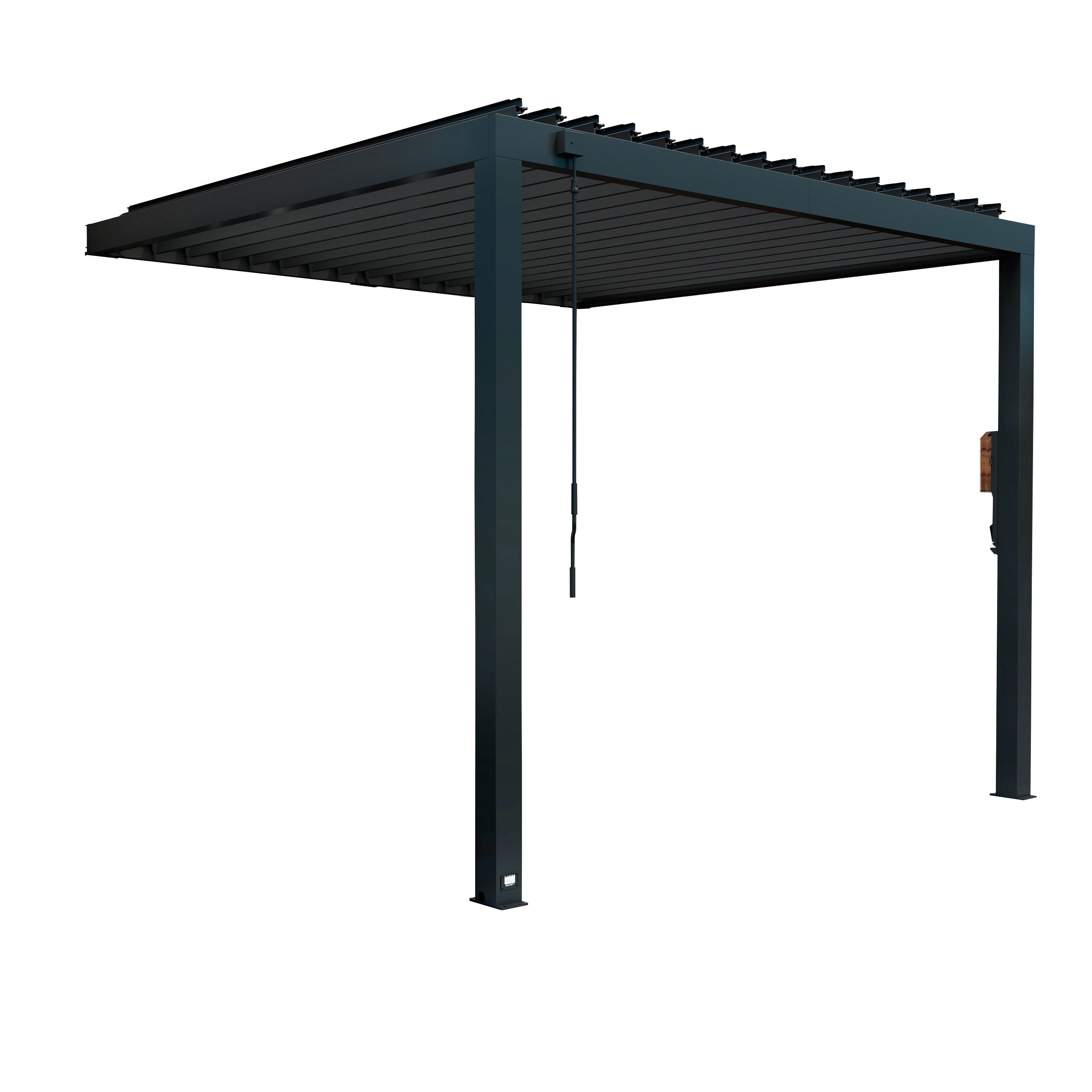 10x10 Evanston Wall Mounted Steel Louvered Pergola