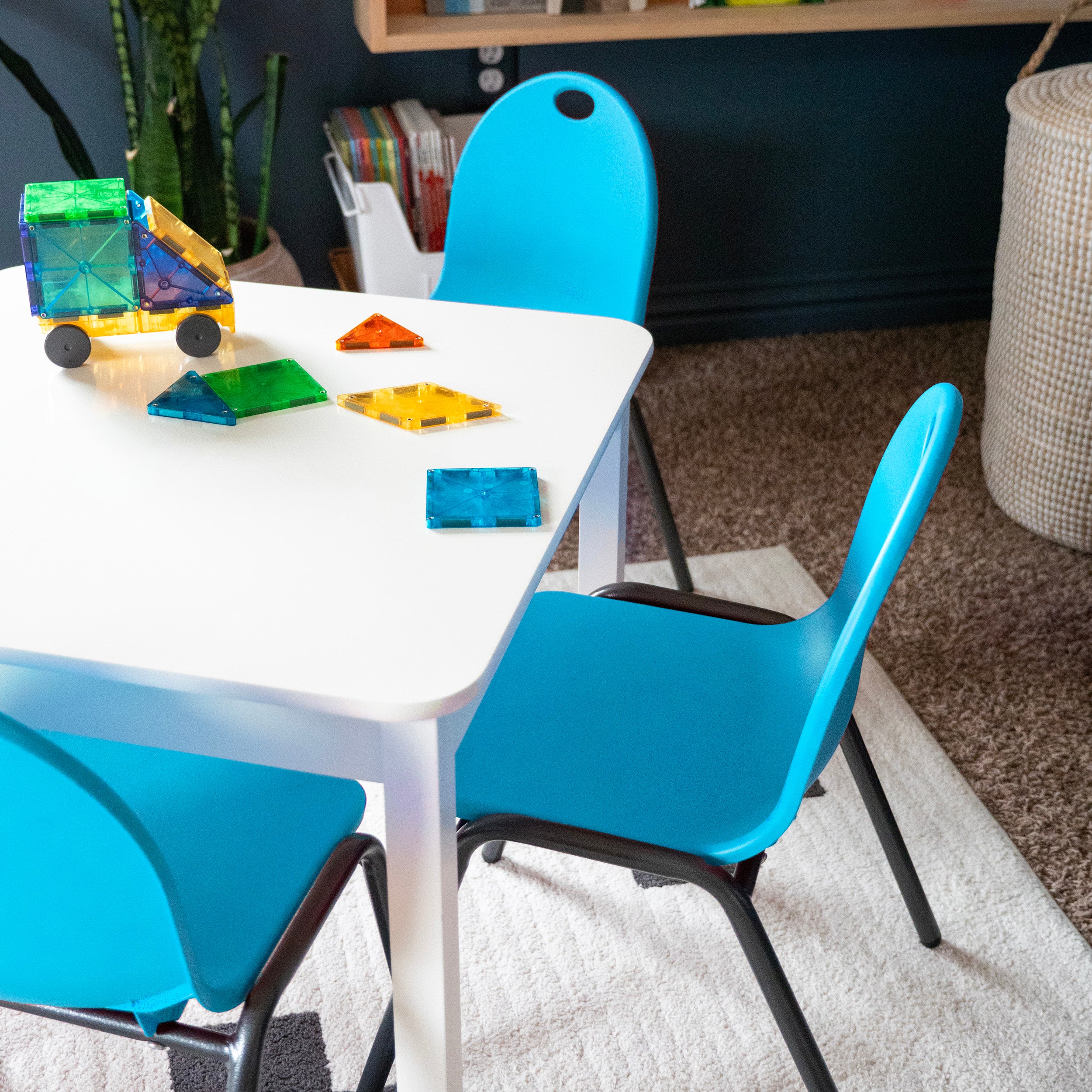 blue kids stacking chairs