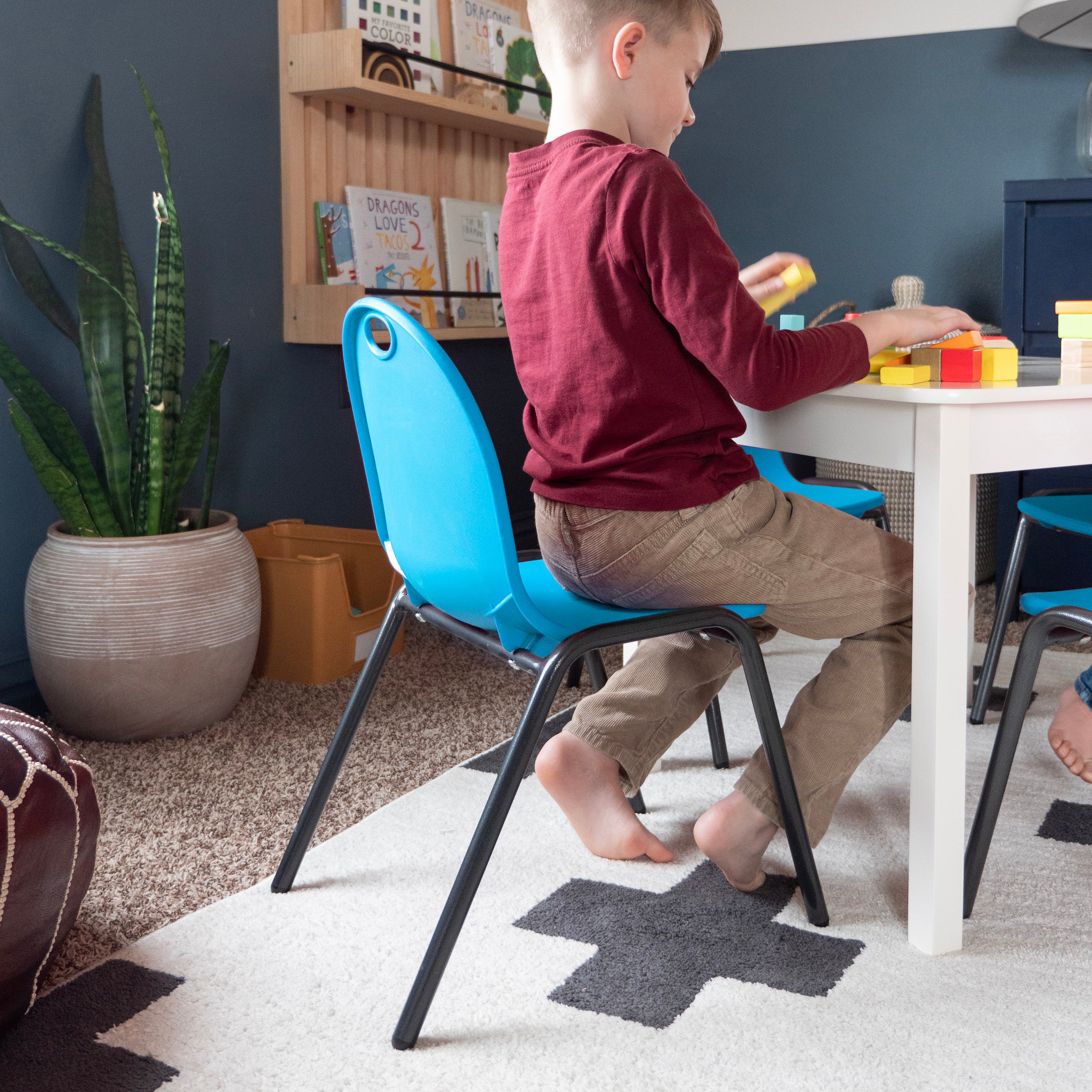 blue kids stacking chairs