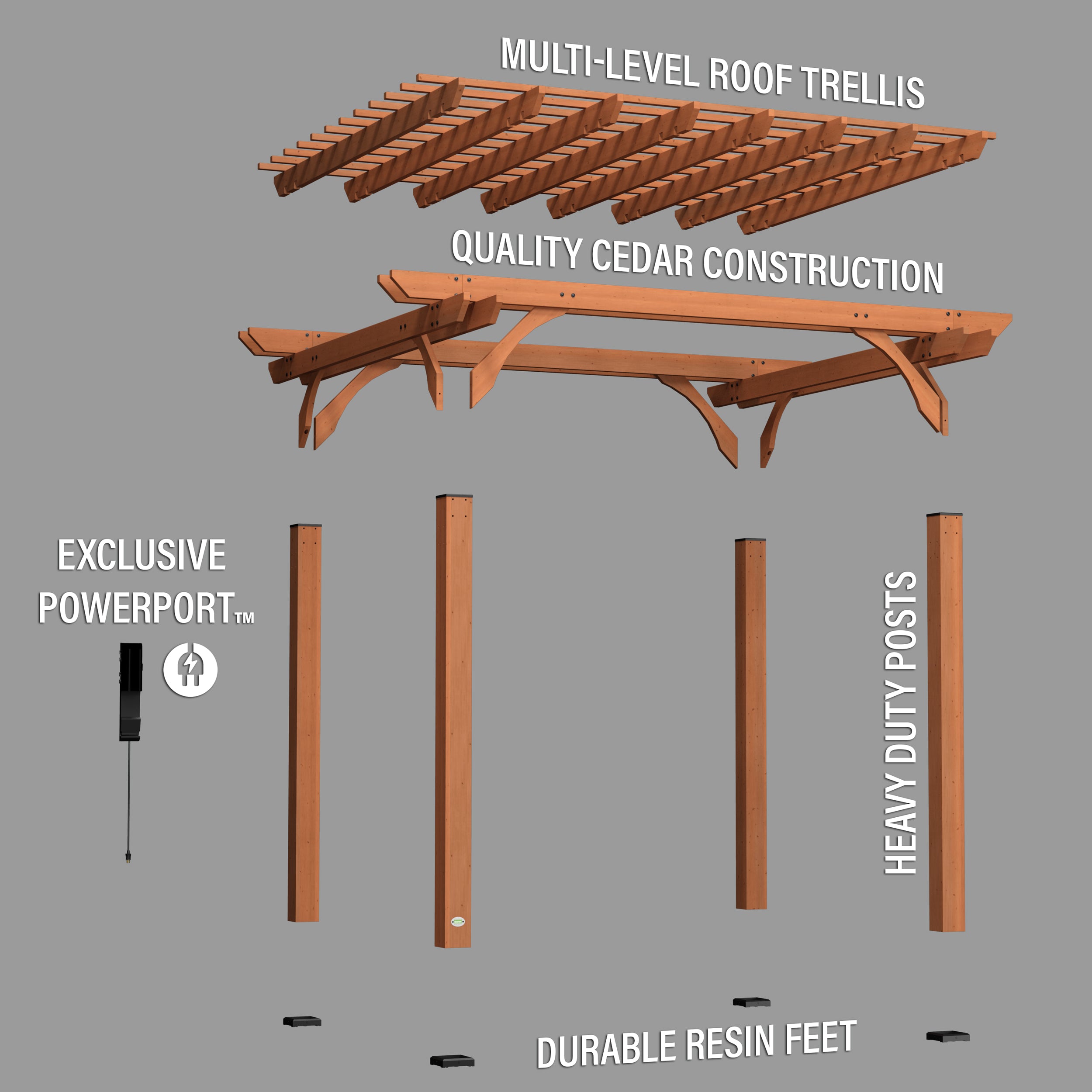 12x10 Pergola Exploded View