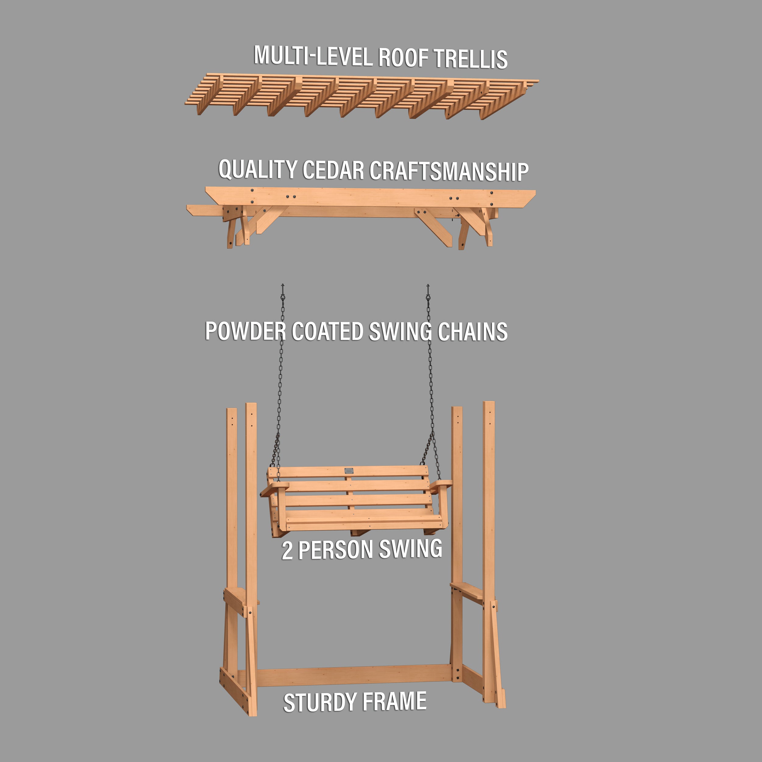 Callahan Pergola Swing Exploded View