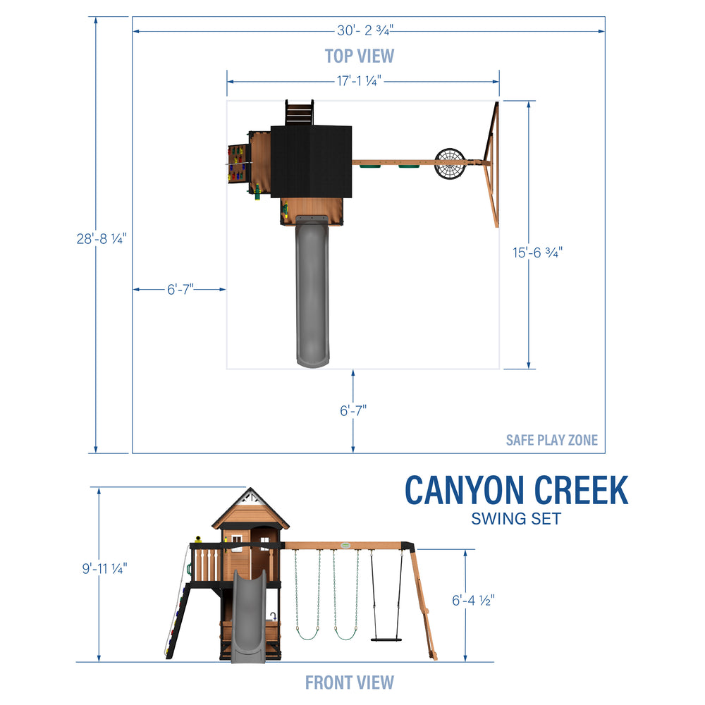 Canyon Creek Swing Set Gray Slide Dimensions