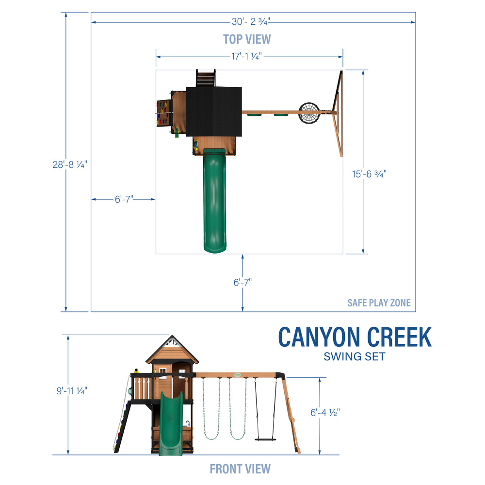 Canyon Creek Swing Set Green Slide Dimensions