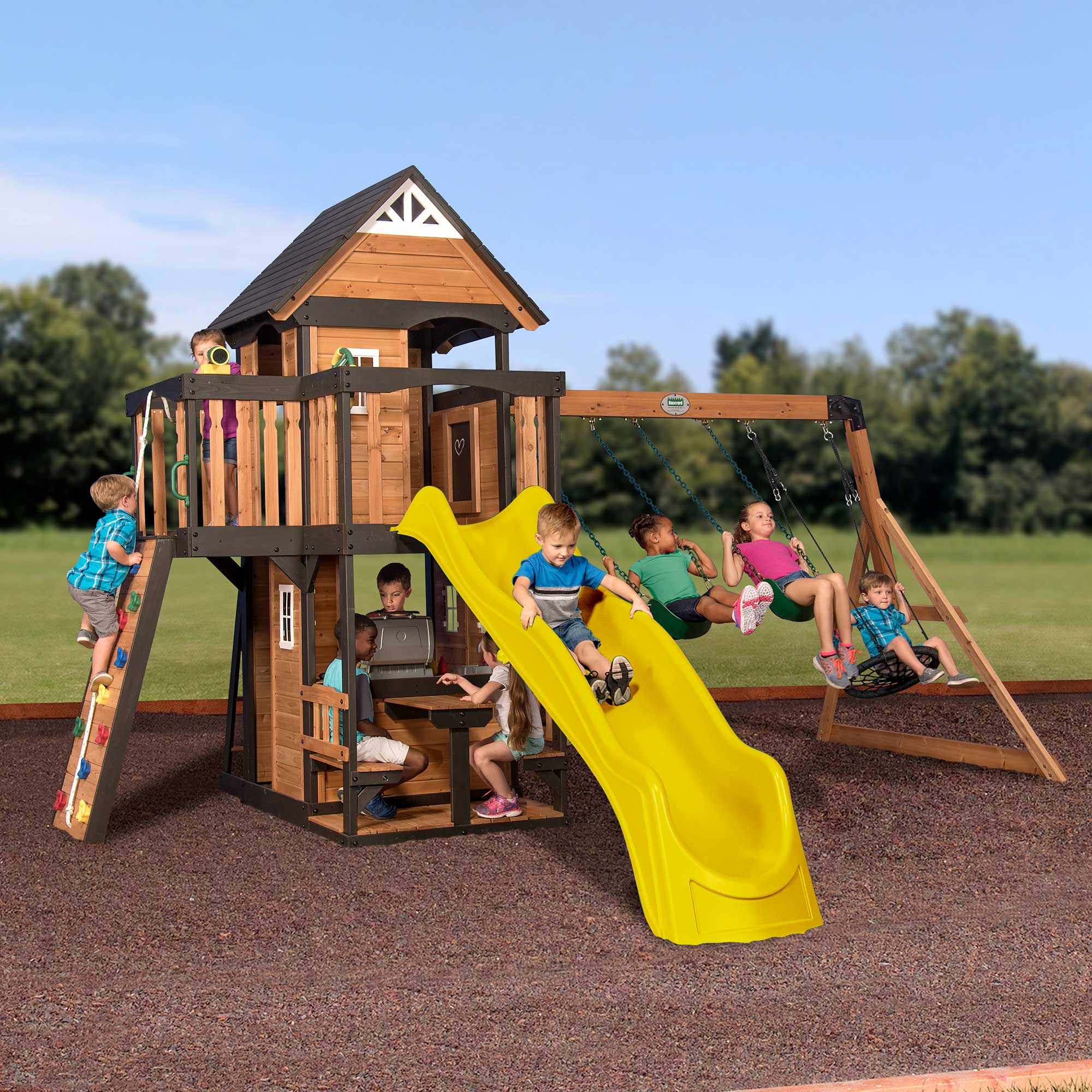 Canyon Creek Swing Set yellow slide