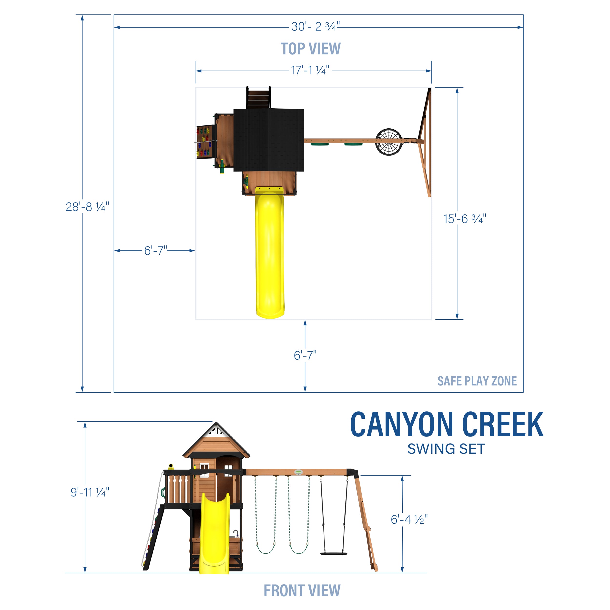 Canyon Creek Swing Set Yellow Slide Dimensions