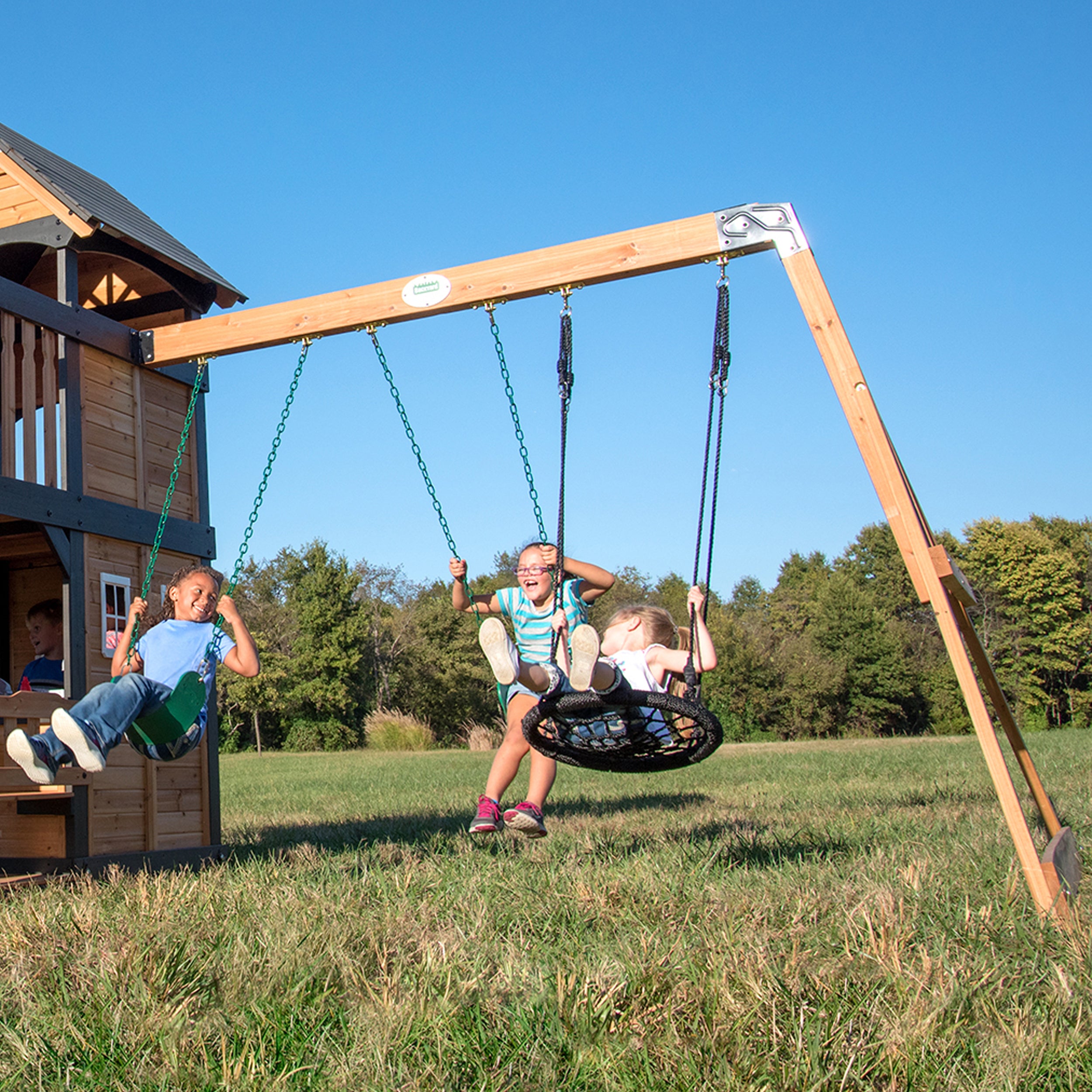 Canyon Creek Green Slide Multiple Swings