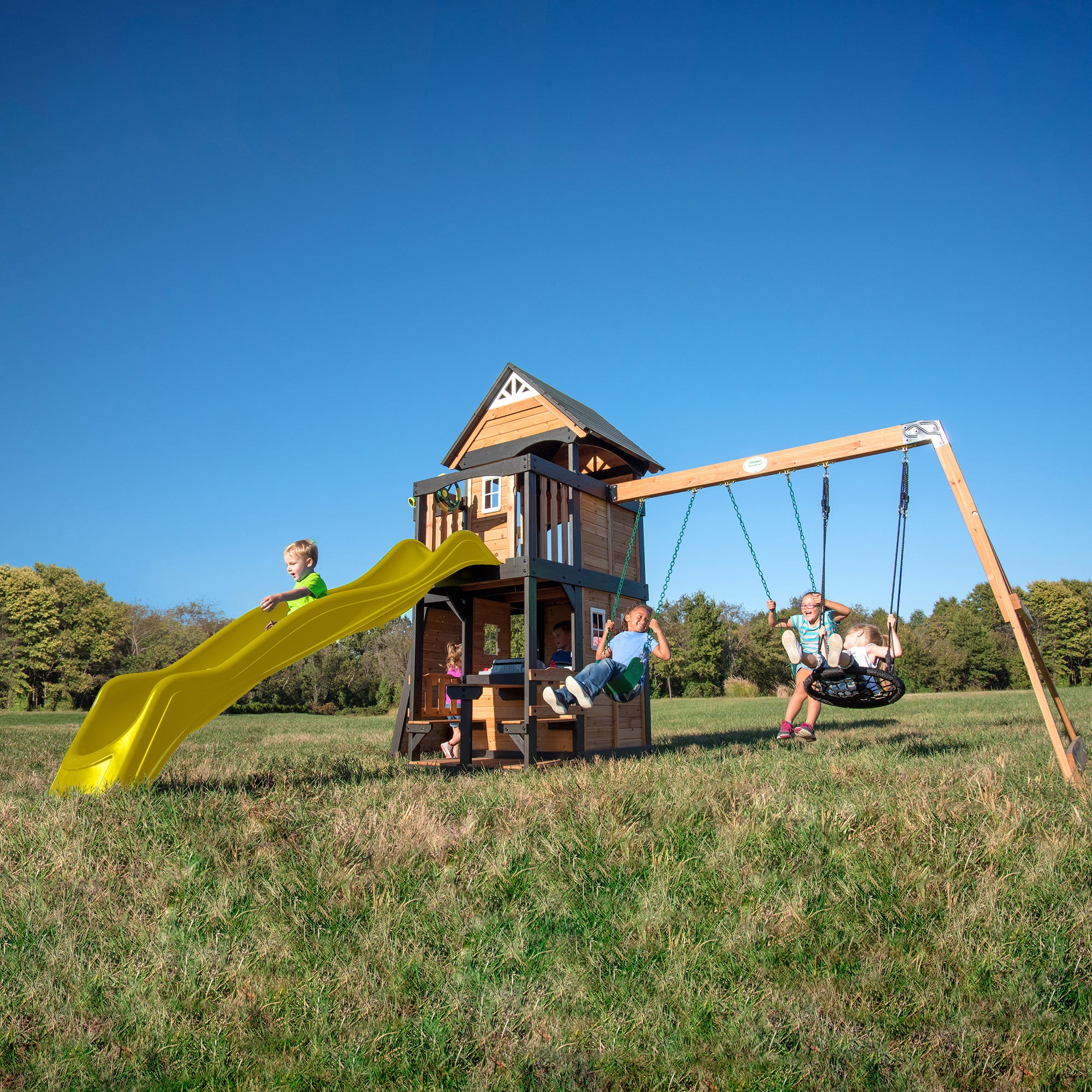 Canyon Creek Yellow Slide Swings