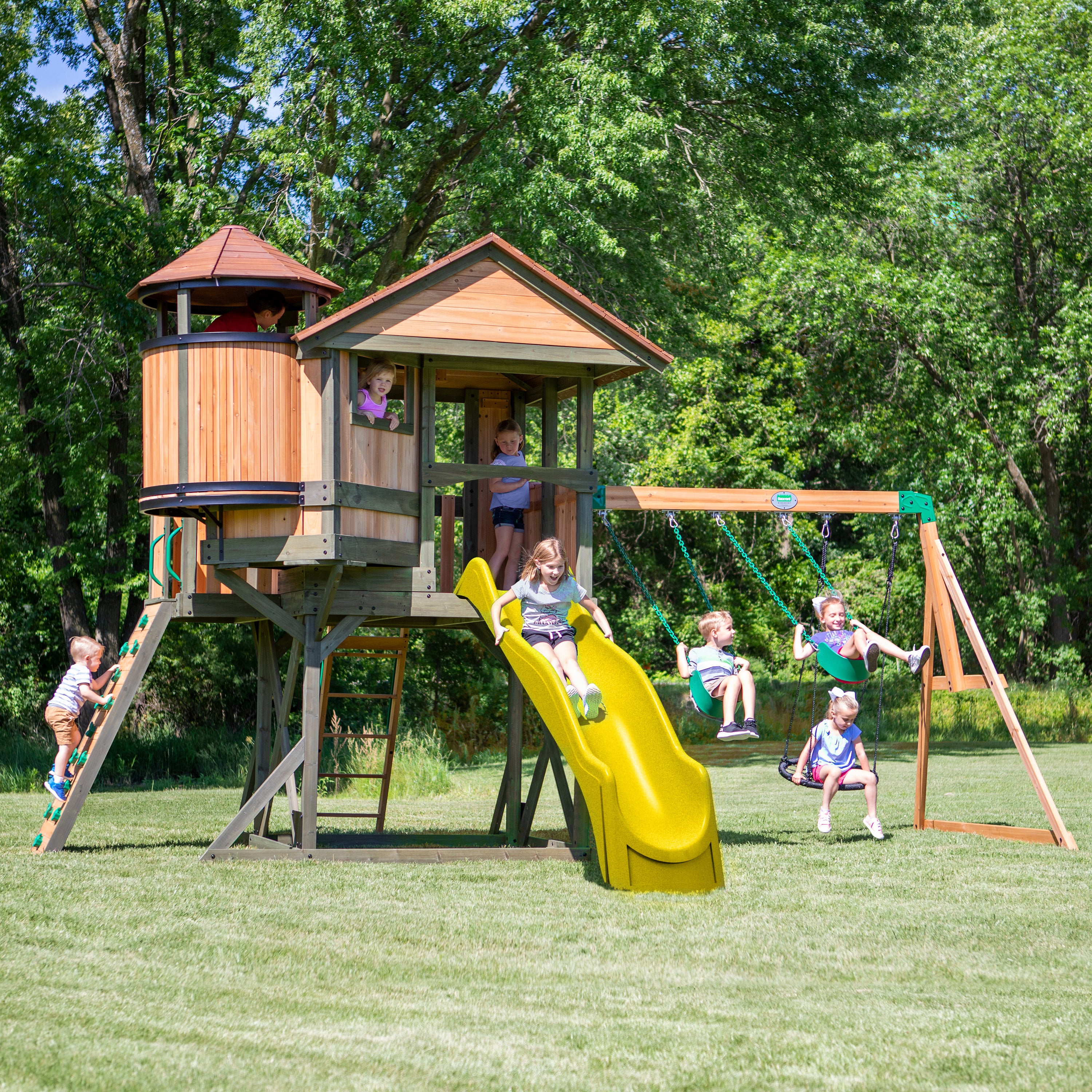 Eagles Nest Elite Swing Set - yellow slide