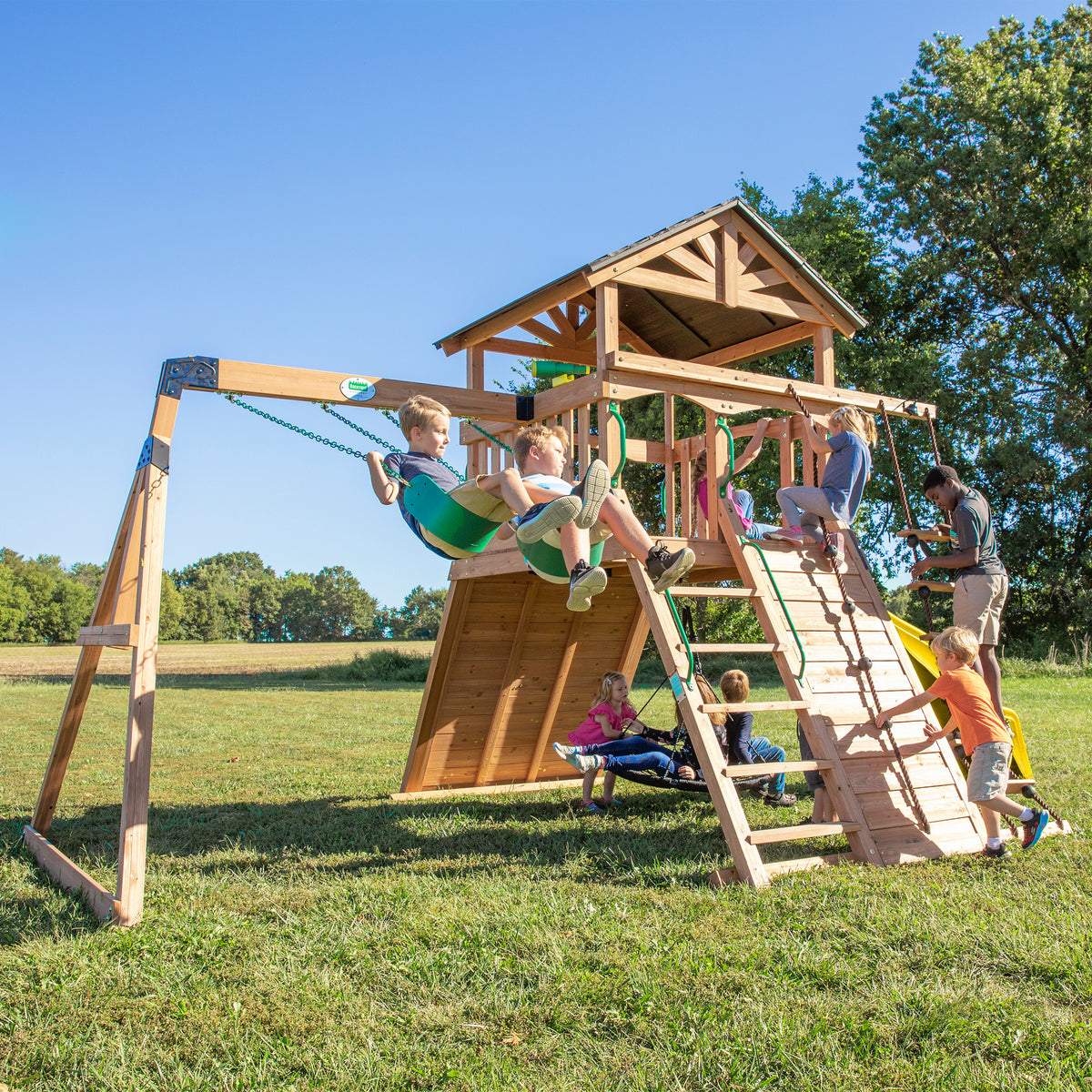 Endeavor Swing Set with Wave Slide – Backyard Discovery