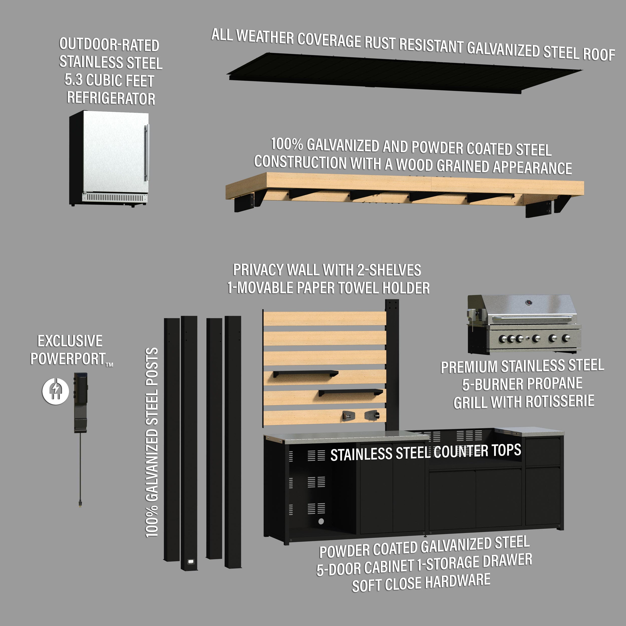 Fusion Flame Outdoor Kitchen - Exploded View