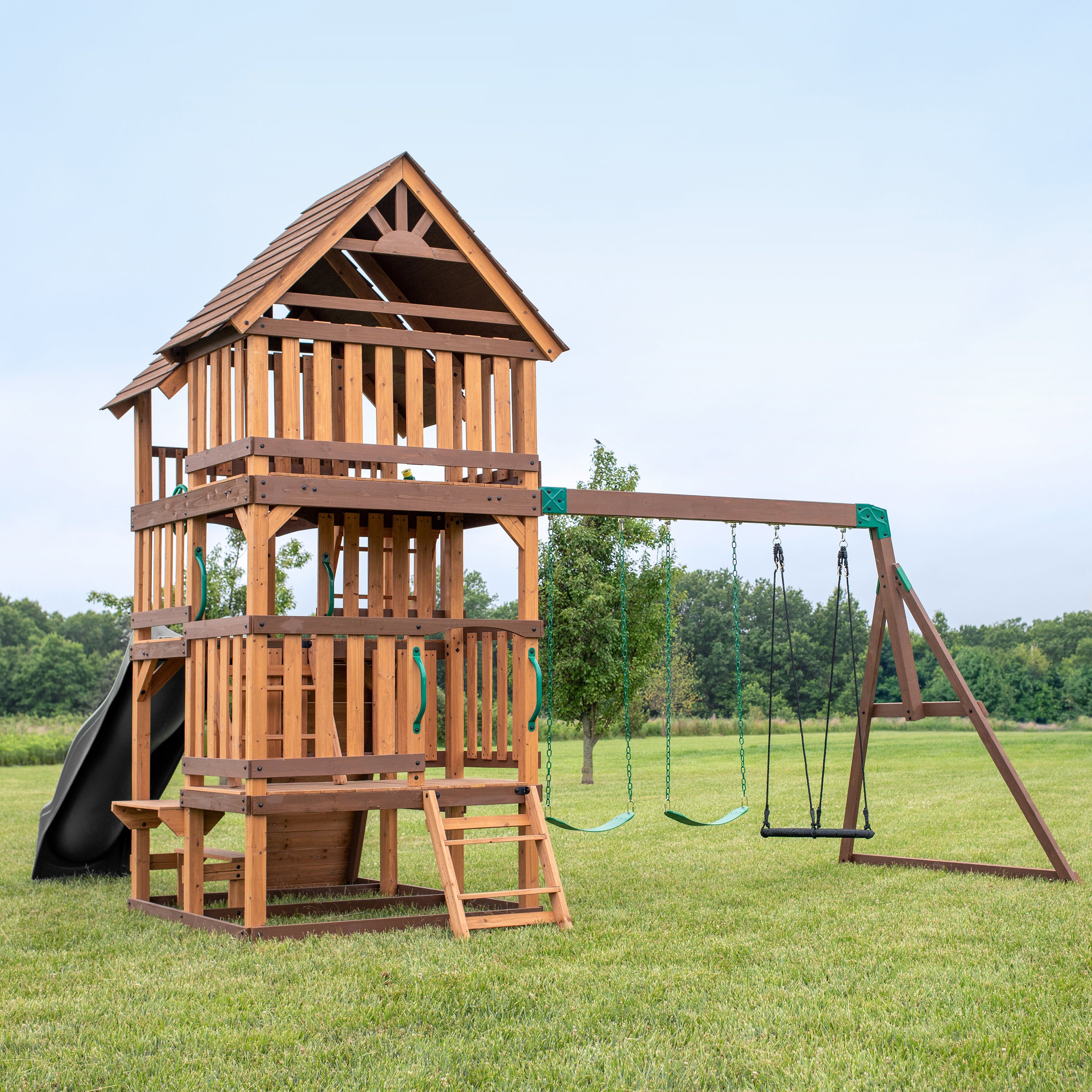 Highlander Swing Set Gray Back