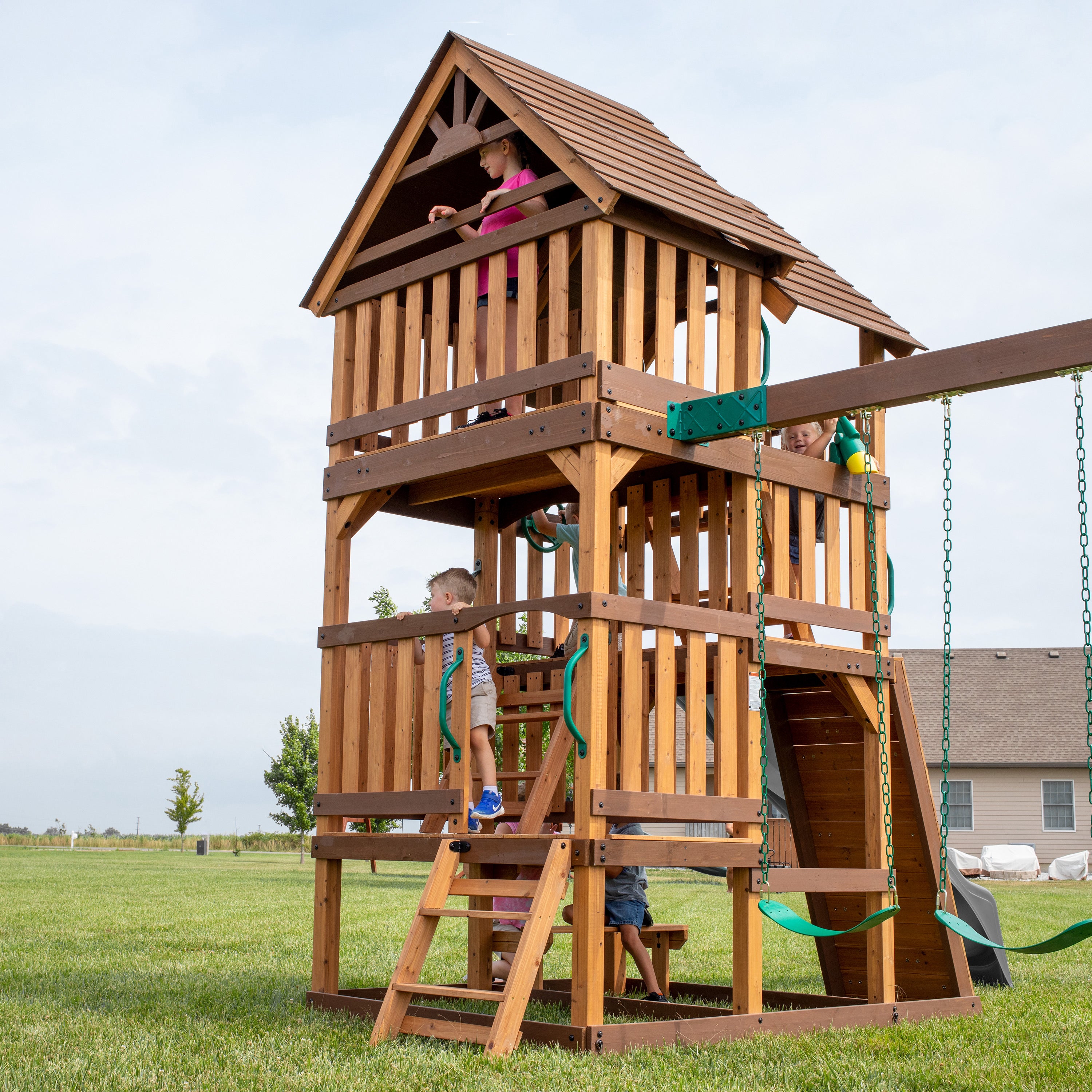 Highlander Swing Set Gray Levels