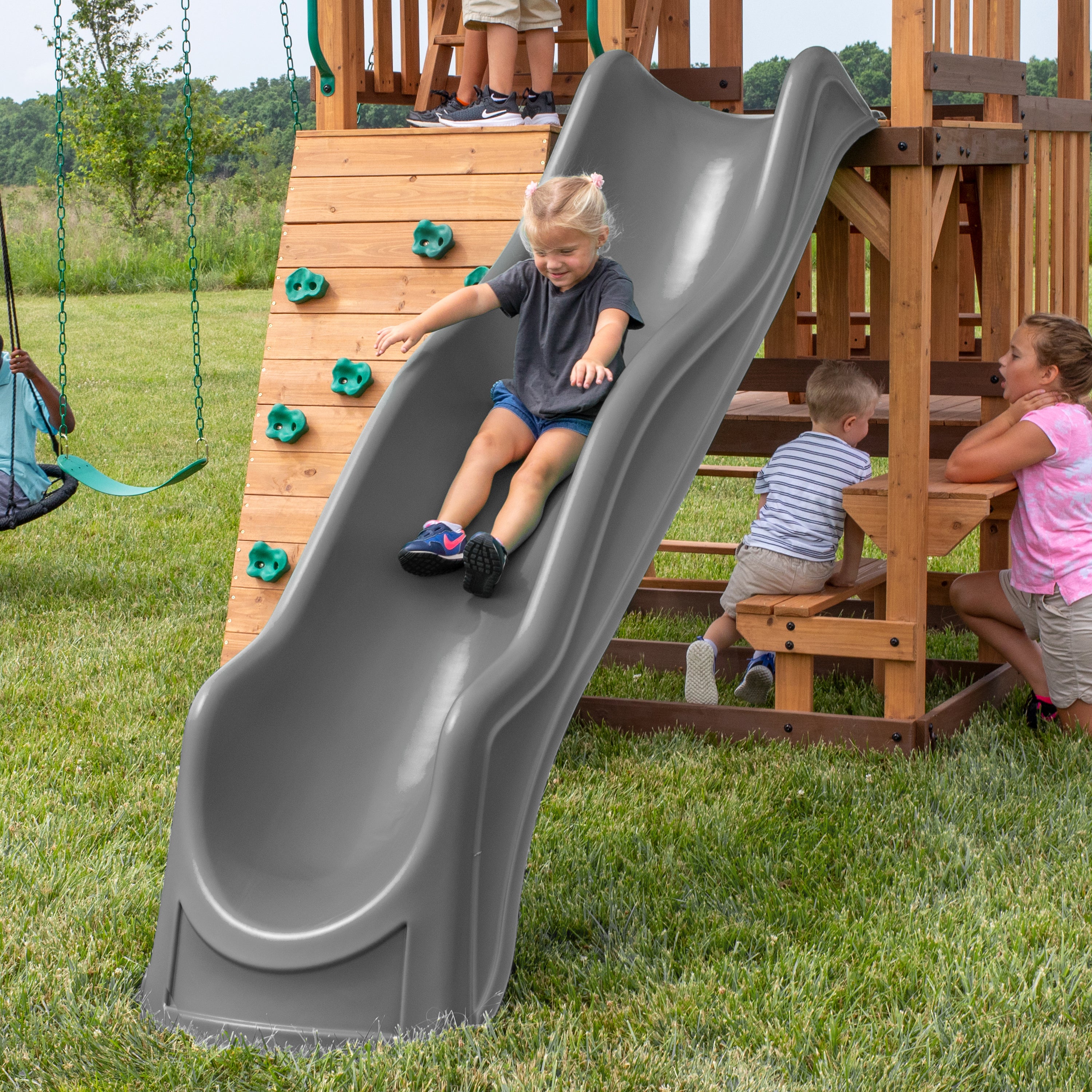 Highlander Swing Set Gray Slide