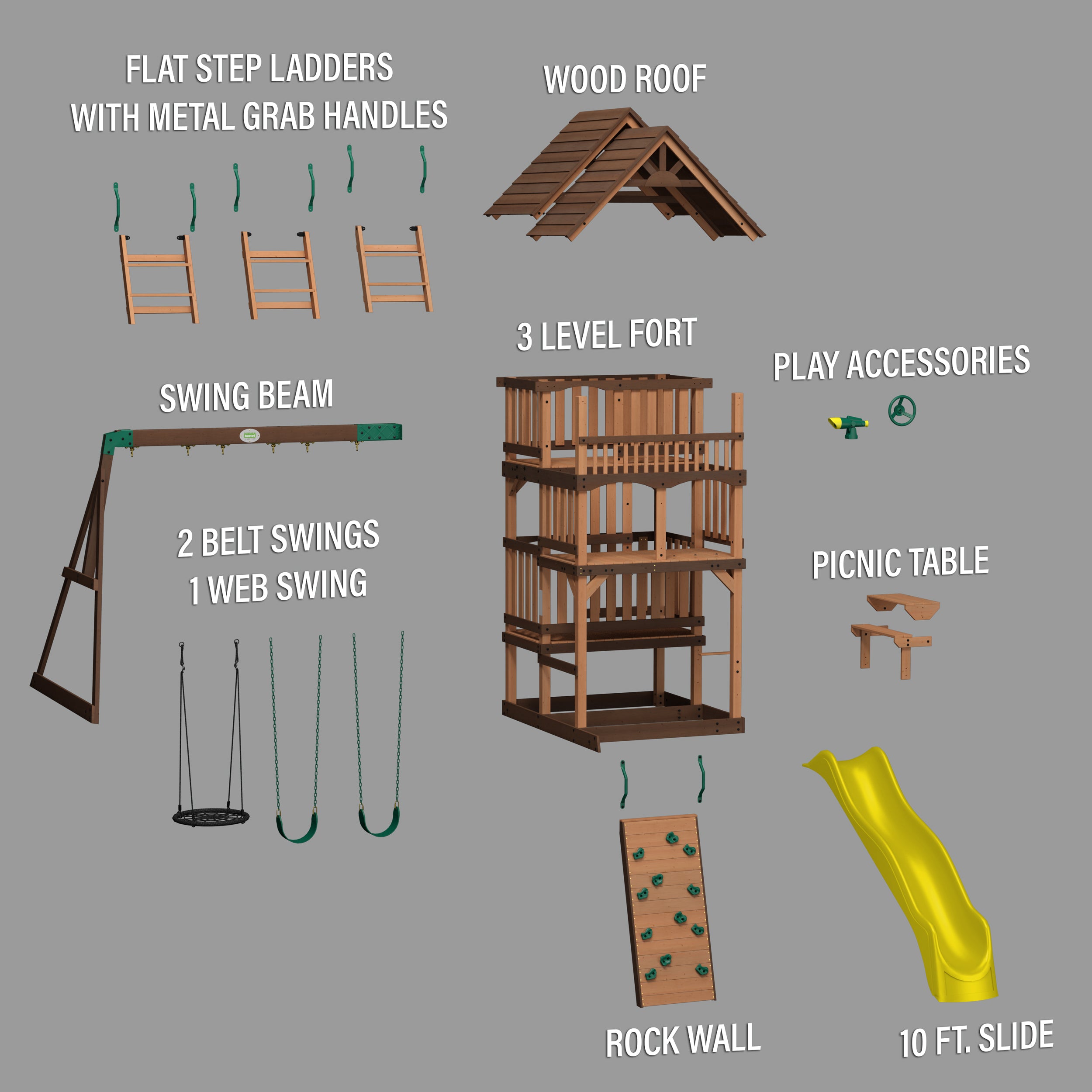 Highlander Swing Set Yellow Exploded View