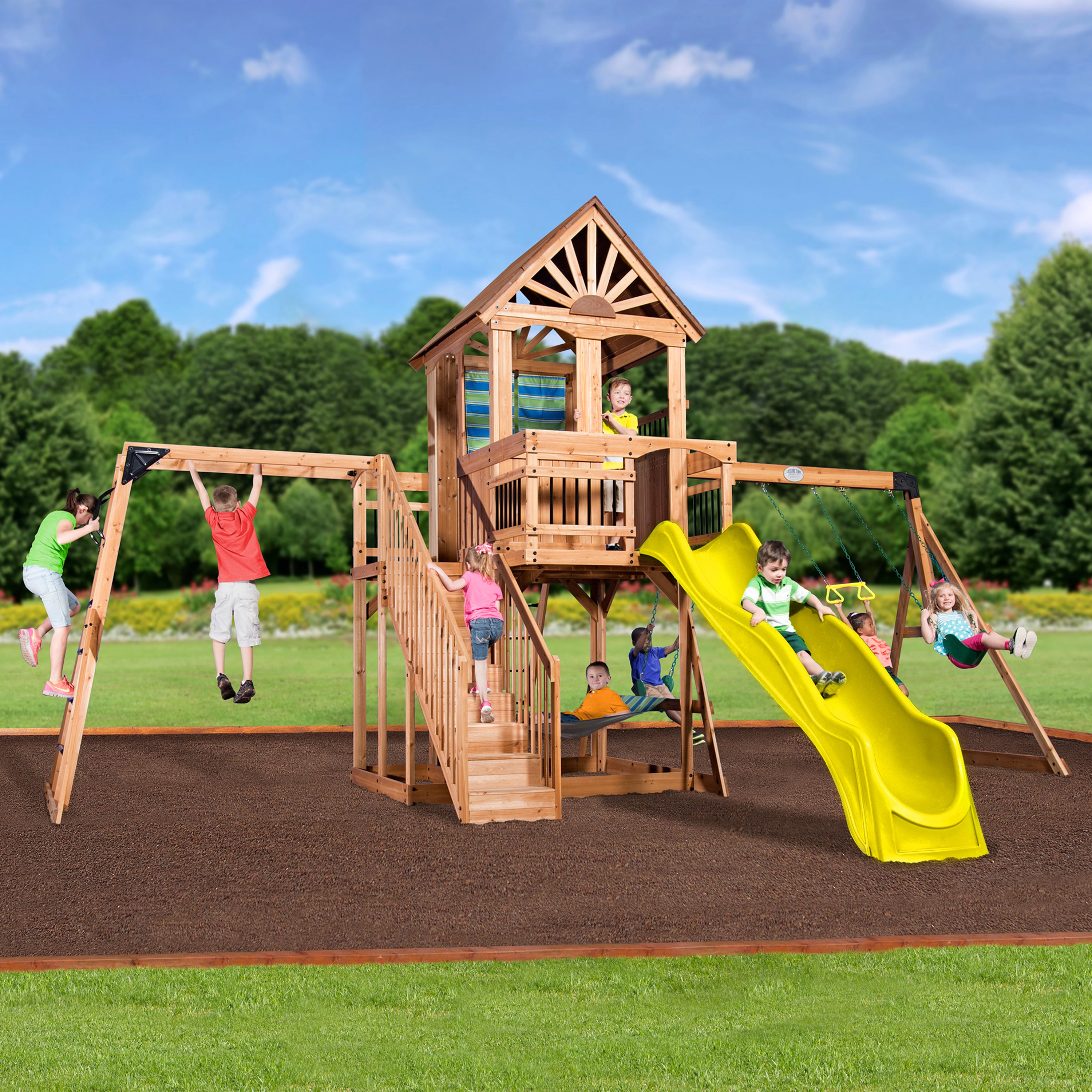 Oceanview Wooden Swing Set - Playsets | Backyard Discovery
