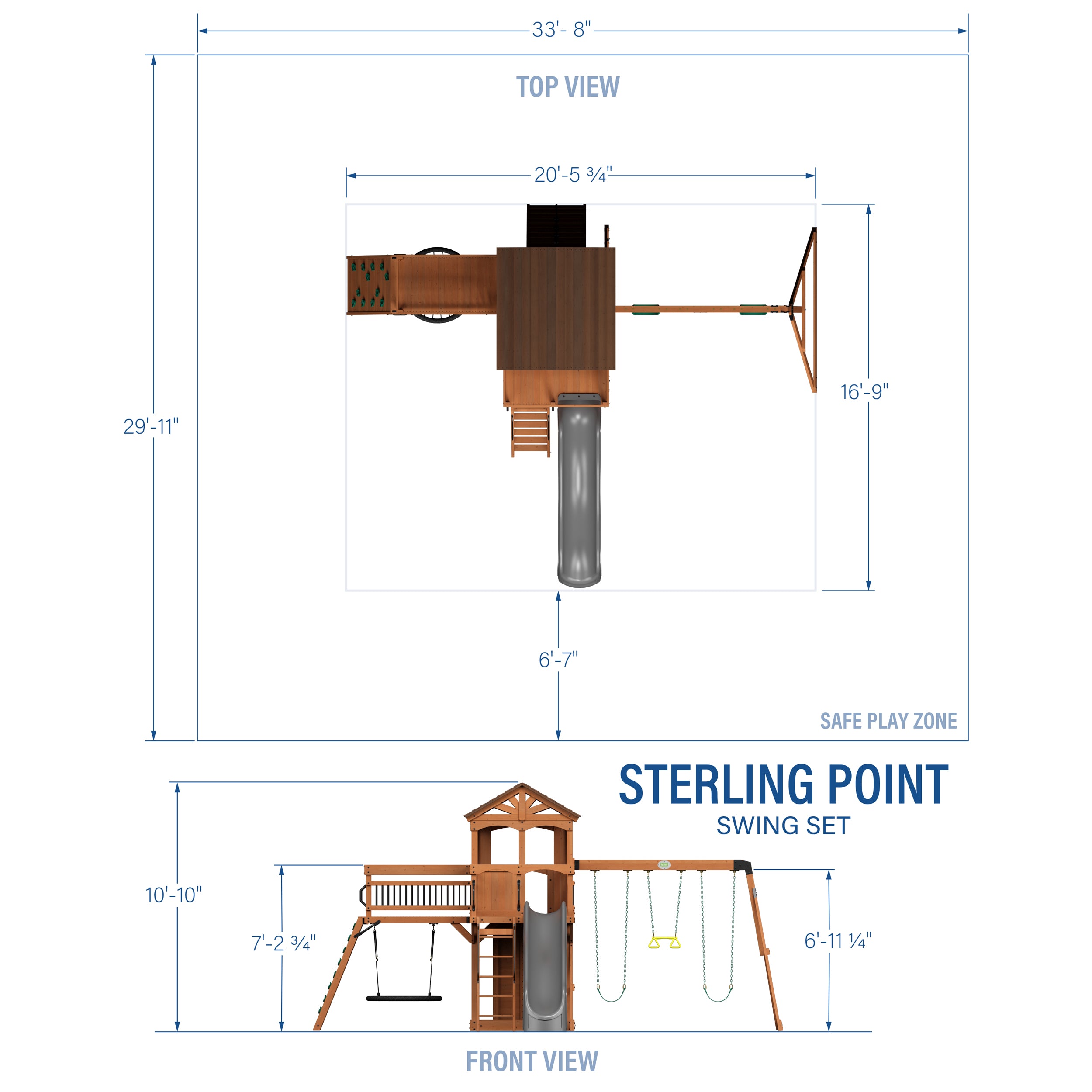 Sterling Point Swing Set Dimensions - gray slide