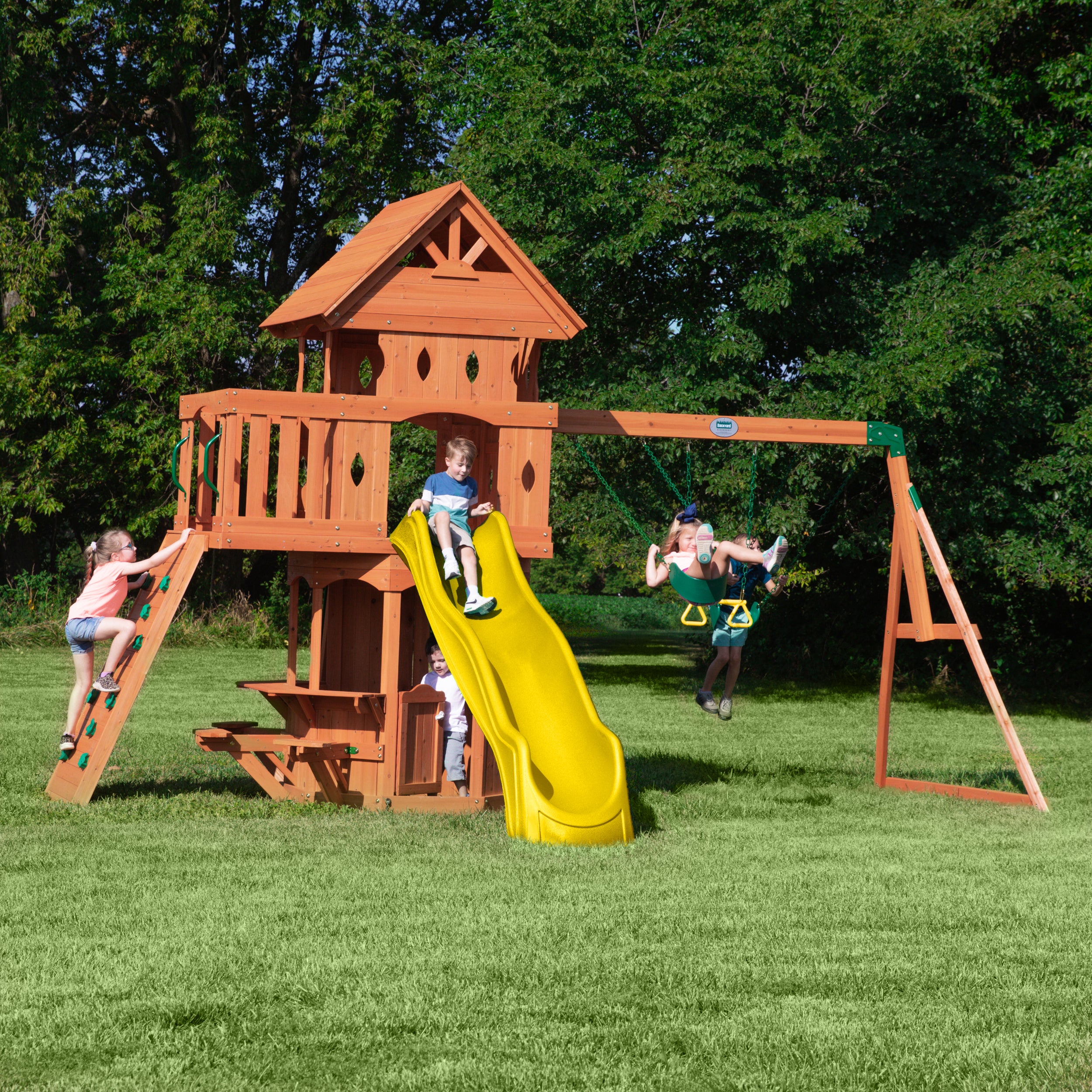 Woodland Outdoor Wooden Swing Set Backyard Discovery