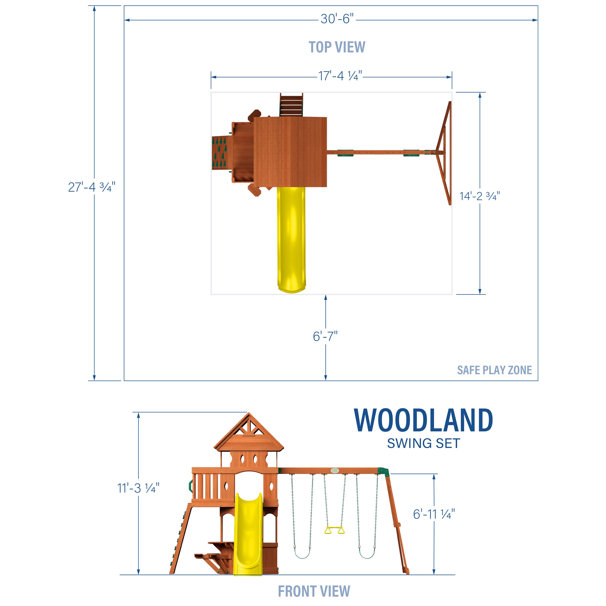 Woodland Swing Set - yellow slide dimensions