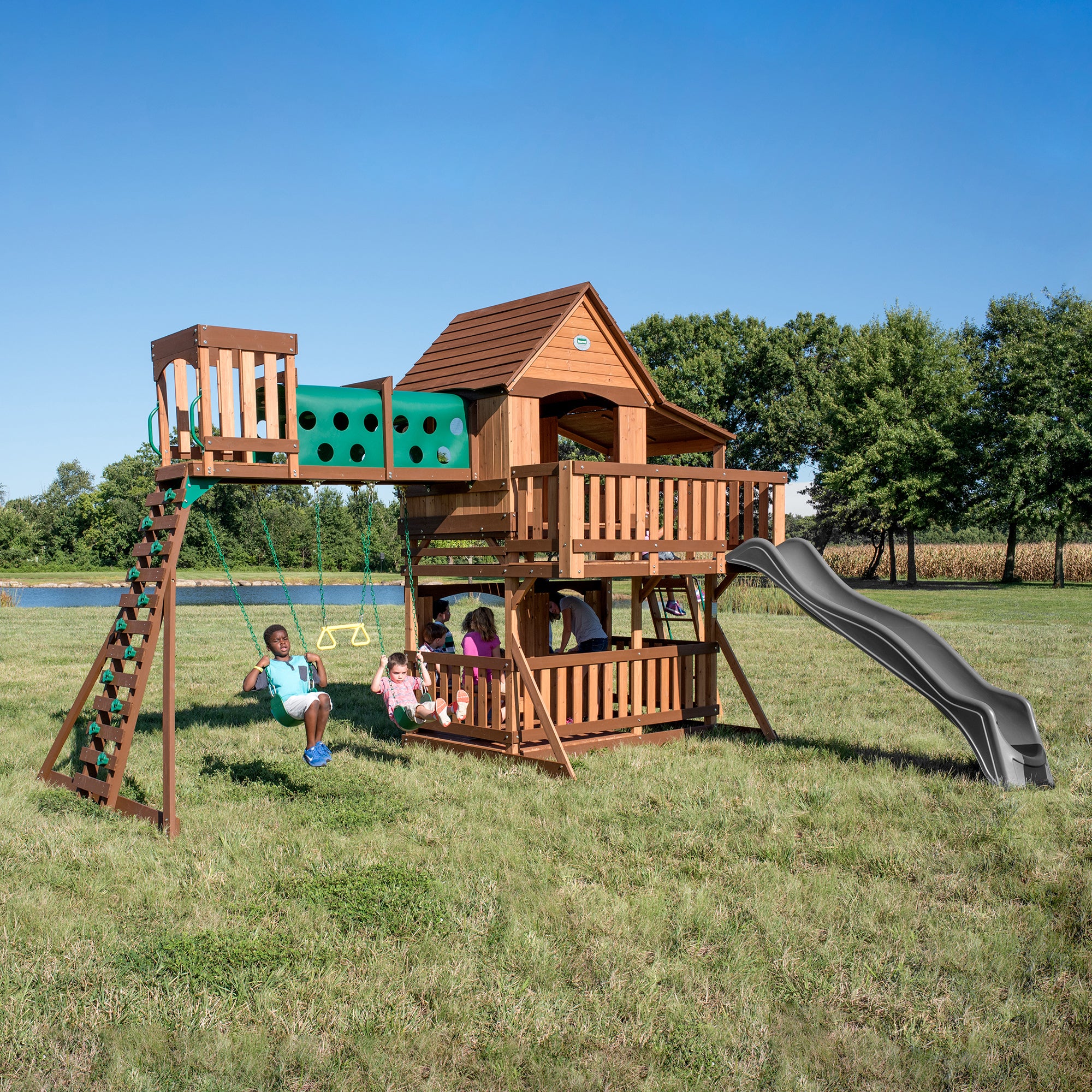 Woodridge Elite Swing Set Gray Main Outdoor