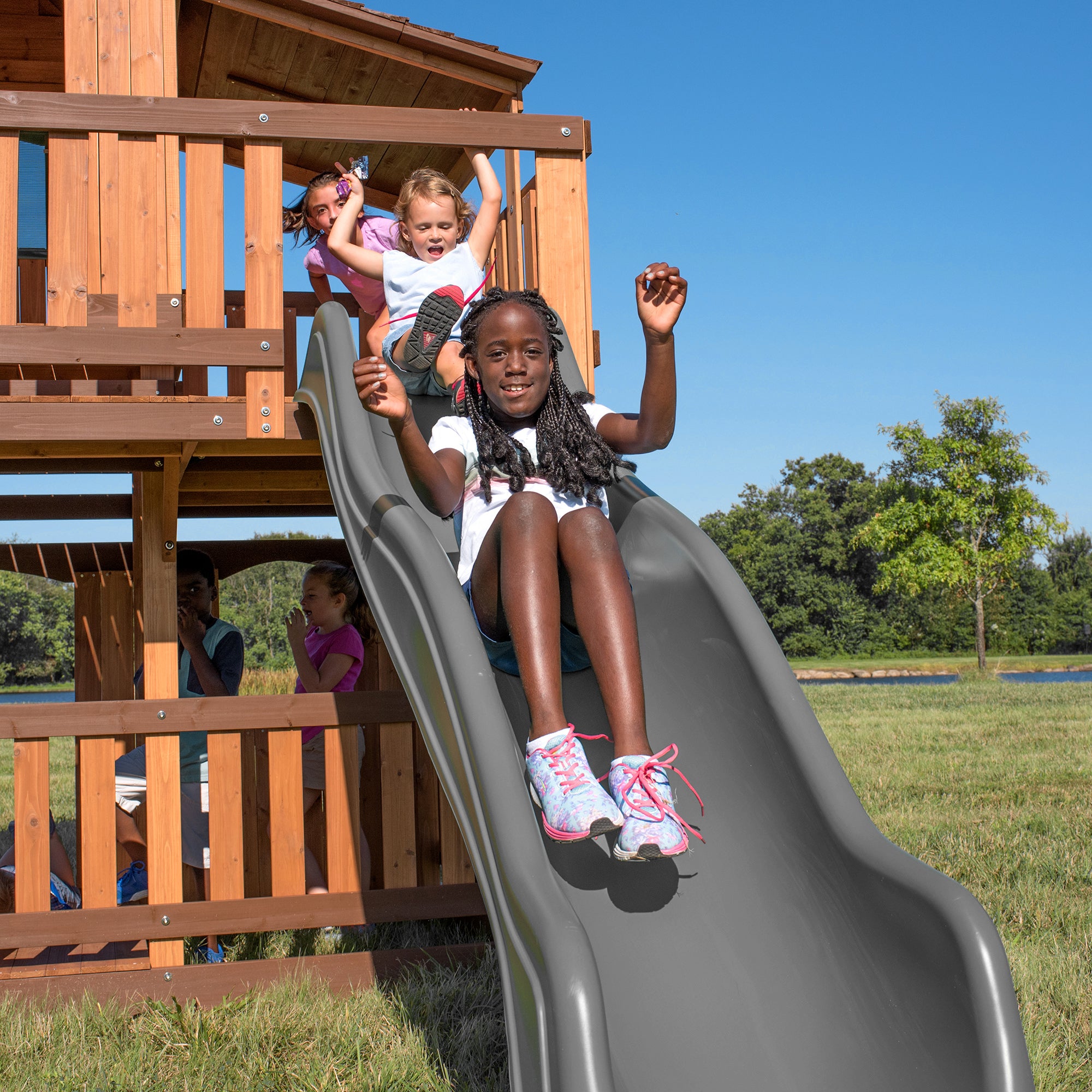 Woodridge Elite Swing Set Gray Slide