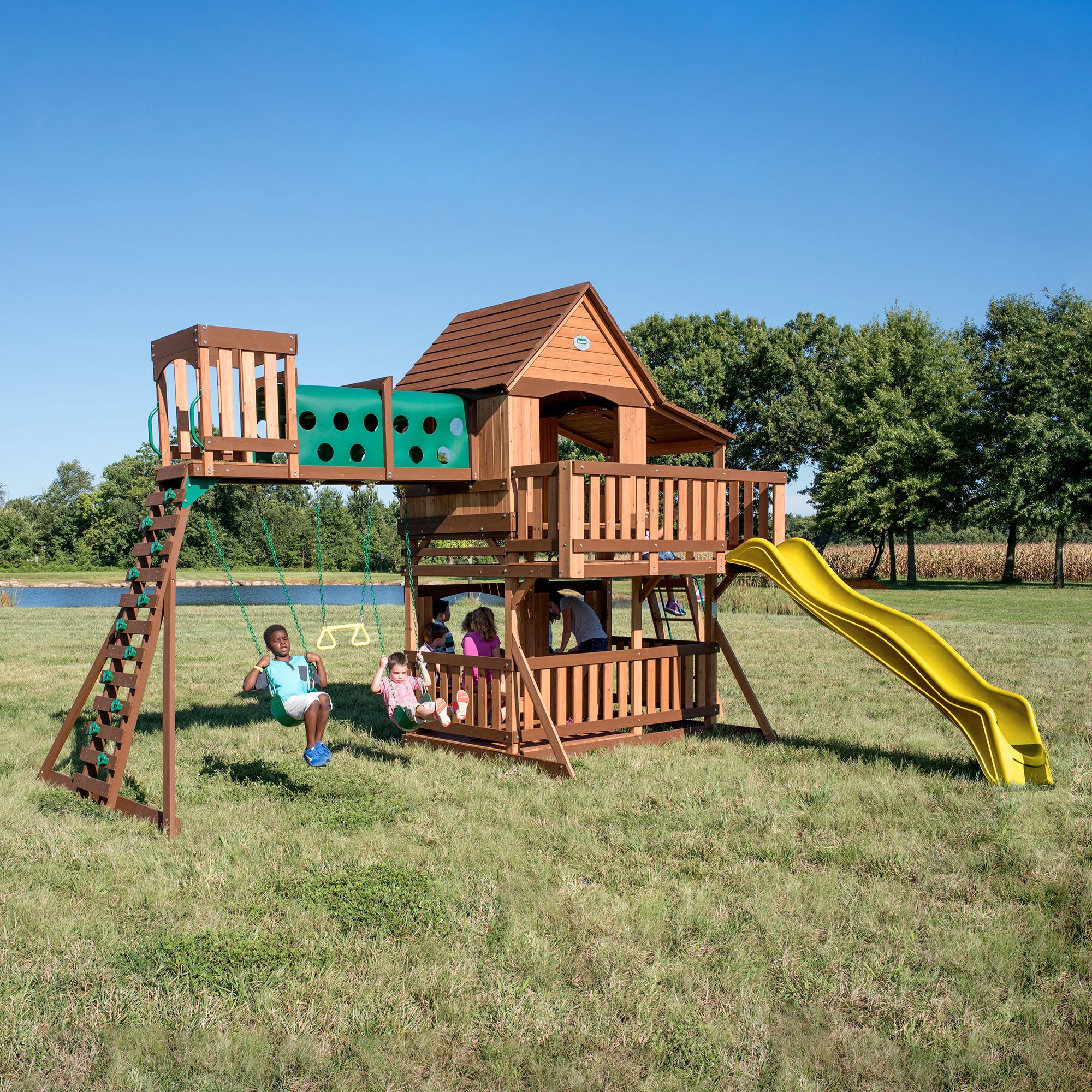 Woodridge Elite Swing Set Yellow Main Outdoor