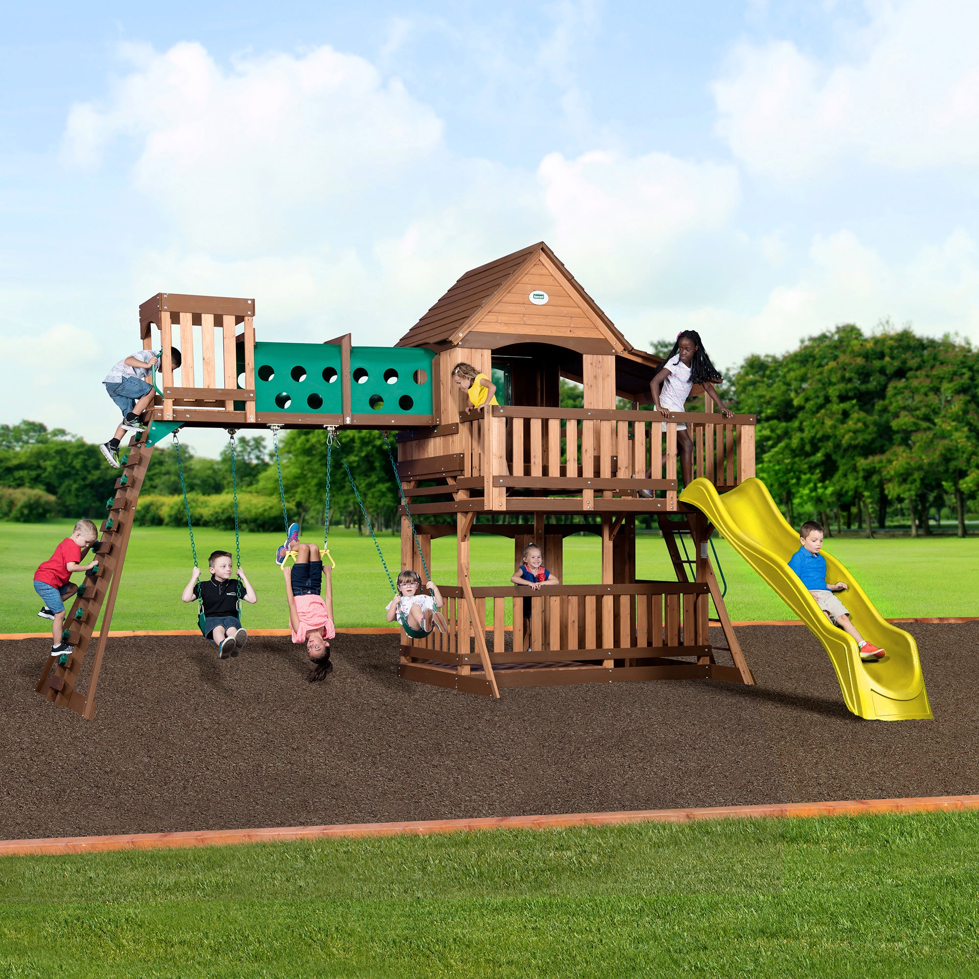 Backyard discovery prairie ridge all hot sale cedar wood playset swing set