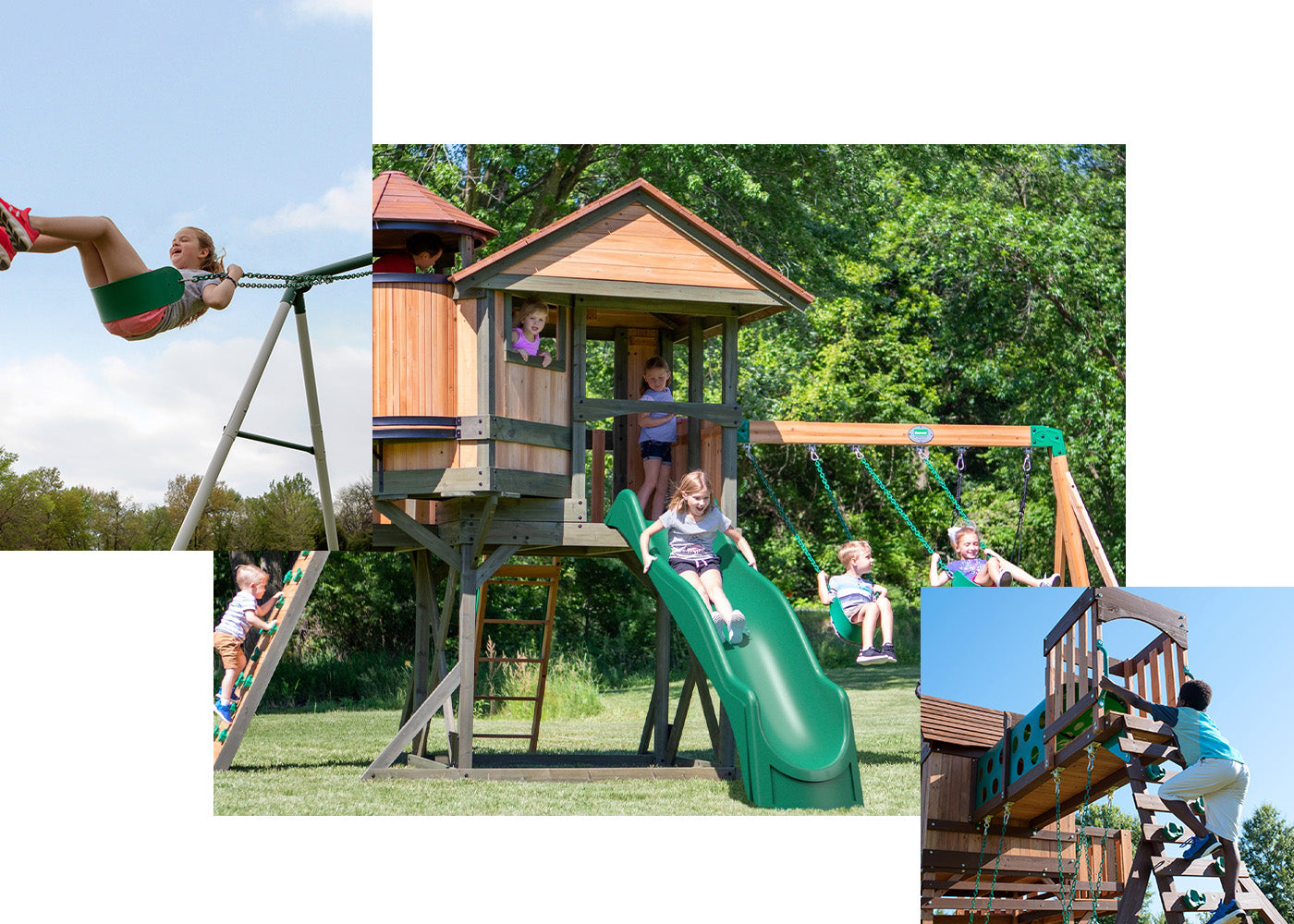 outdoor swing sets and playhouses