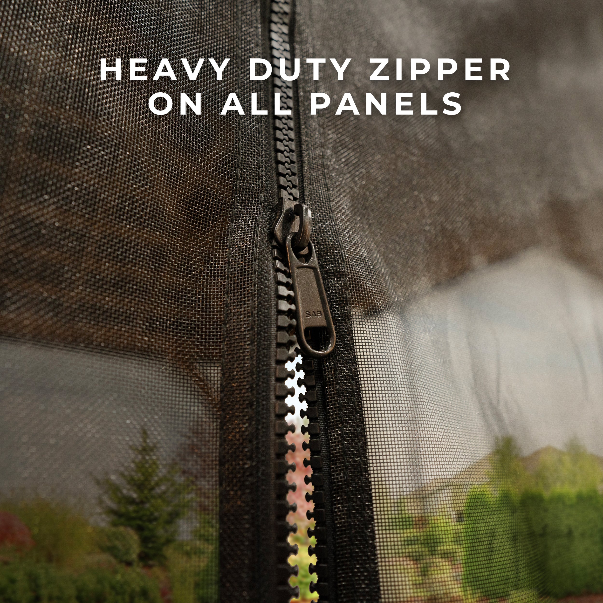 heavy duty zipper on all panels