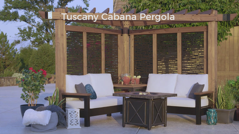 Tuscany cabana pergola with conversation seating bamboo panels video